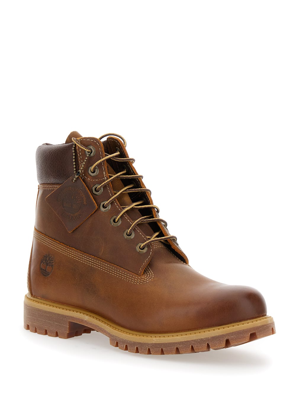 Shop Timberland Brown Water-proof Boots With Logo In Leather Man