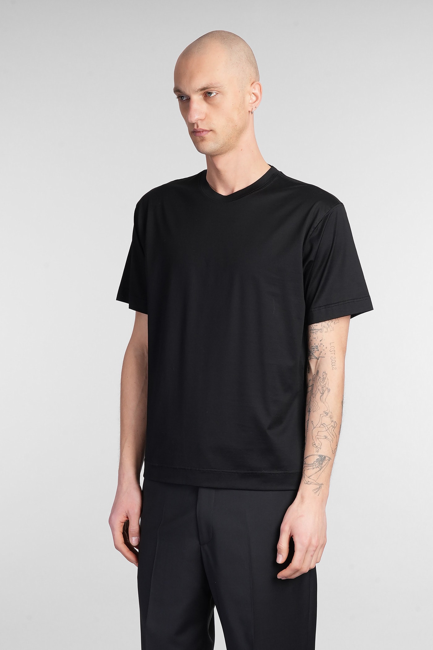 Shop Tagliatore T-shirt In Black Cotton