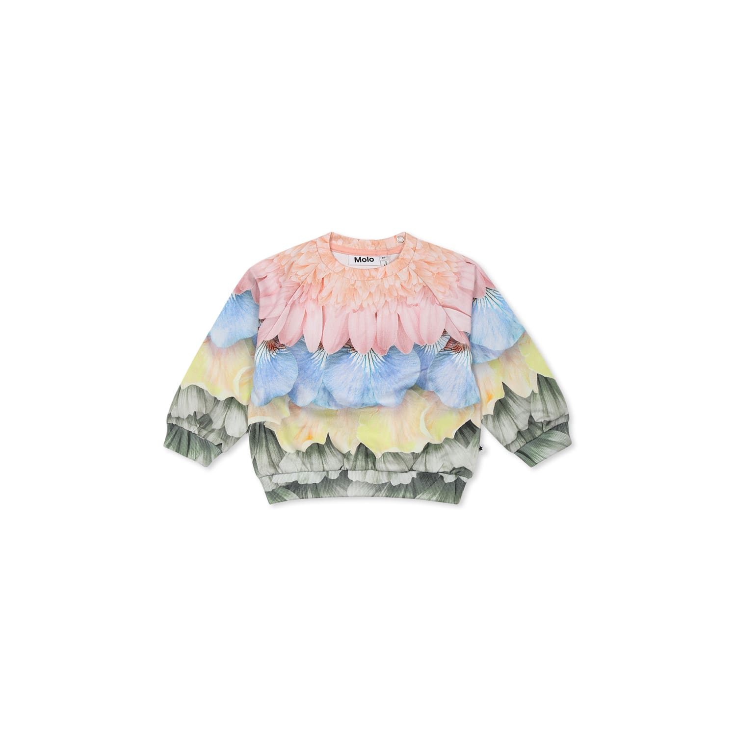 Molo Multicolor Sweatshirt For Baby Girl With Petal Print In Multicolor