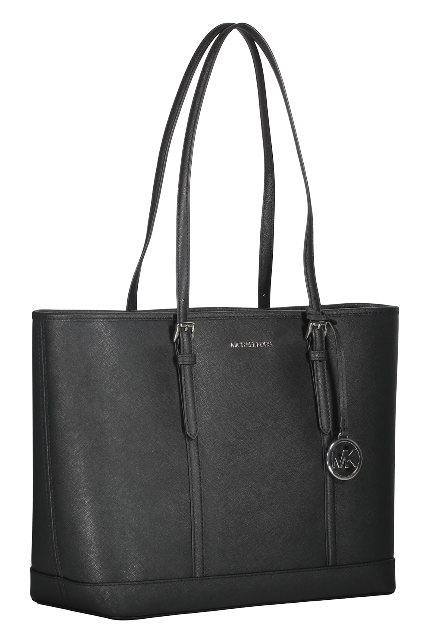Michael Kors Jet Set Leather Tote Bag In Black