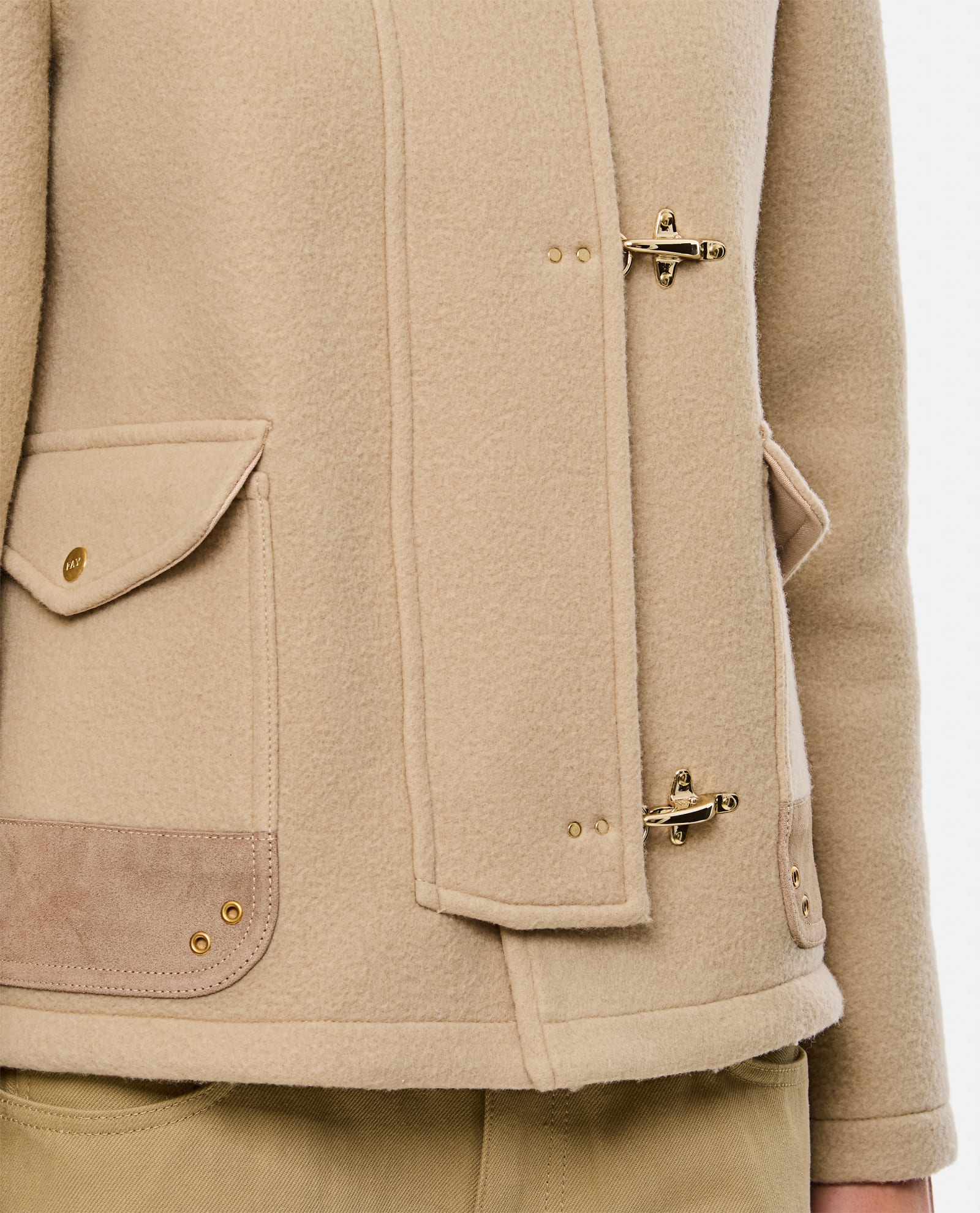 Shop Fay Mini 3 Hooks Jacket In Beige