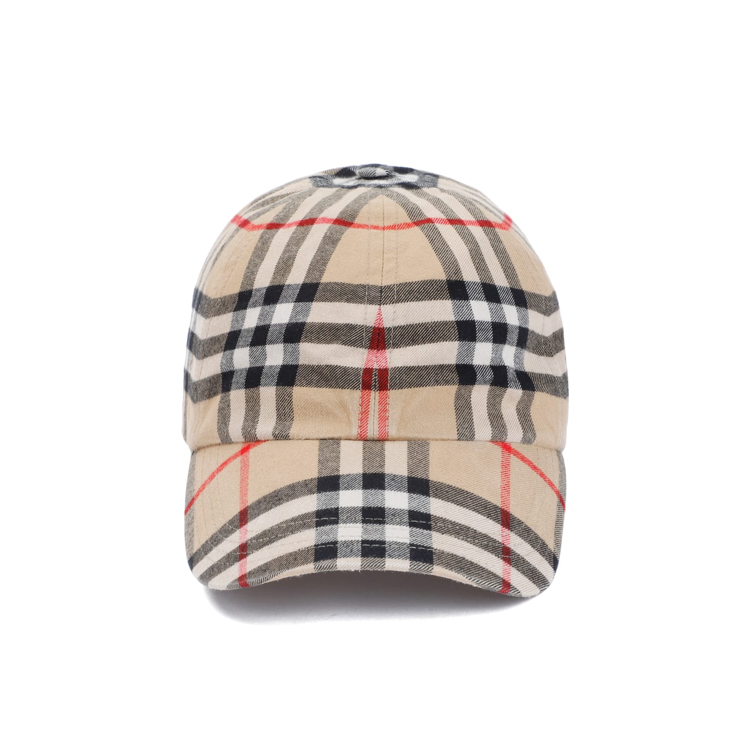 Shop Burberry Check Baseball Hat In Archive Beige