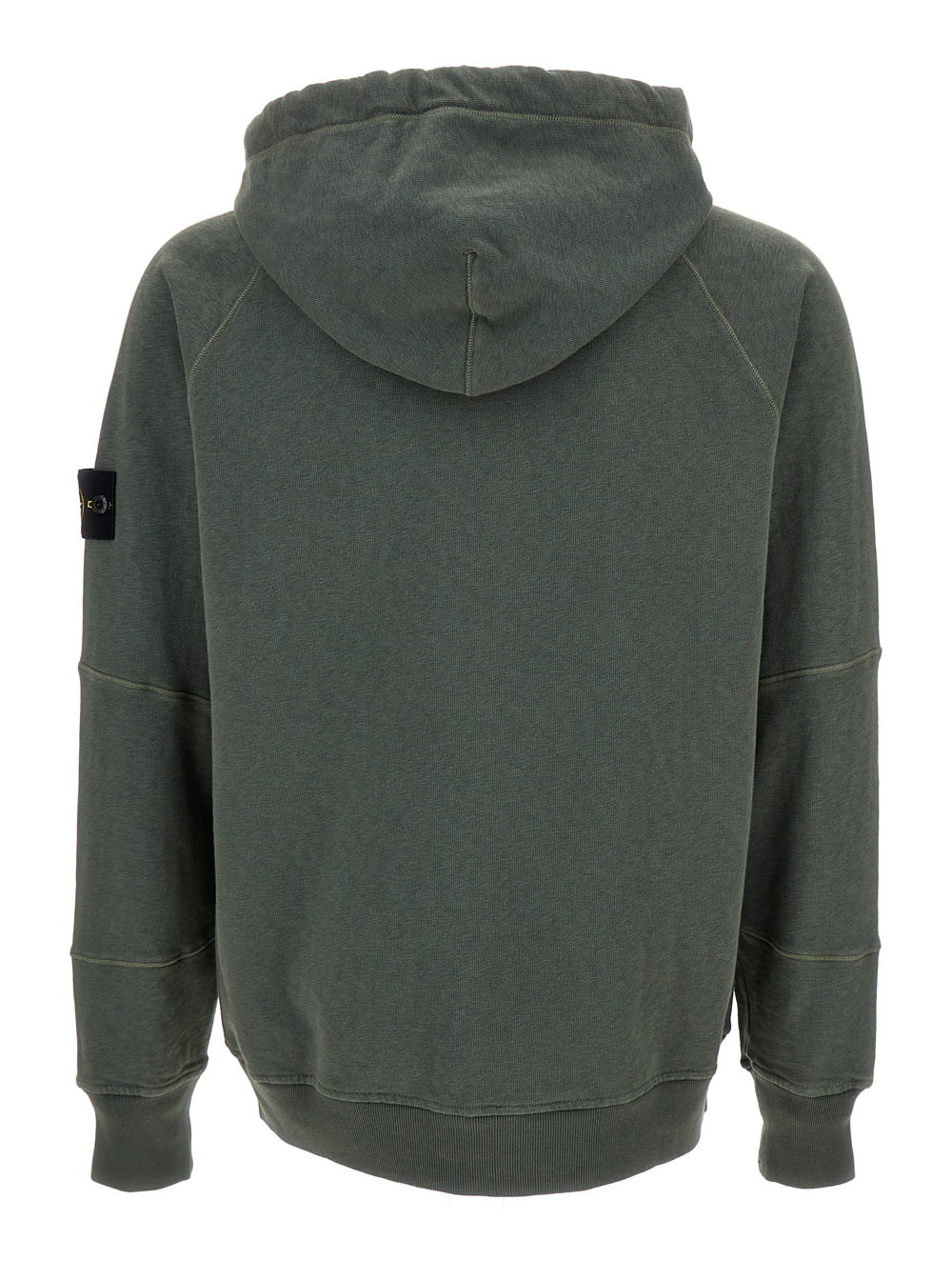 Shop Stone Island Olive Green Hoodie In Cotton Man In Verde