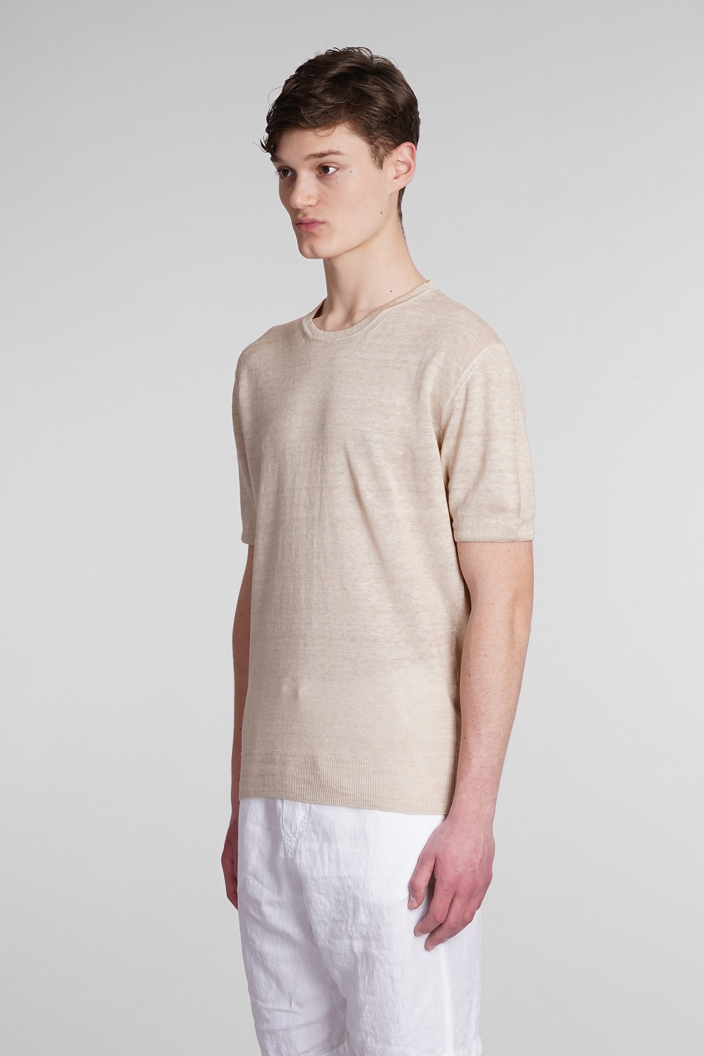 Shop 120% Lino T-shirt In Beige Linen
