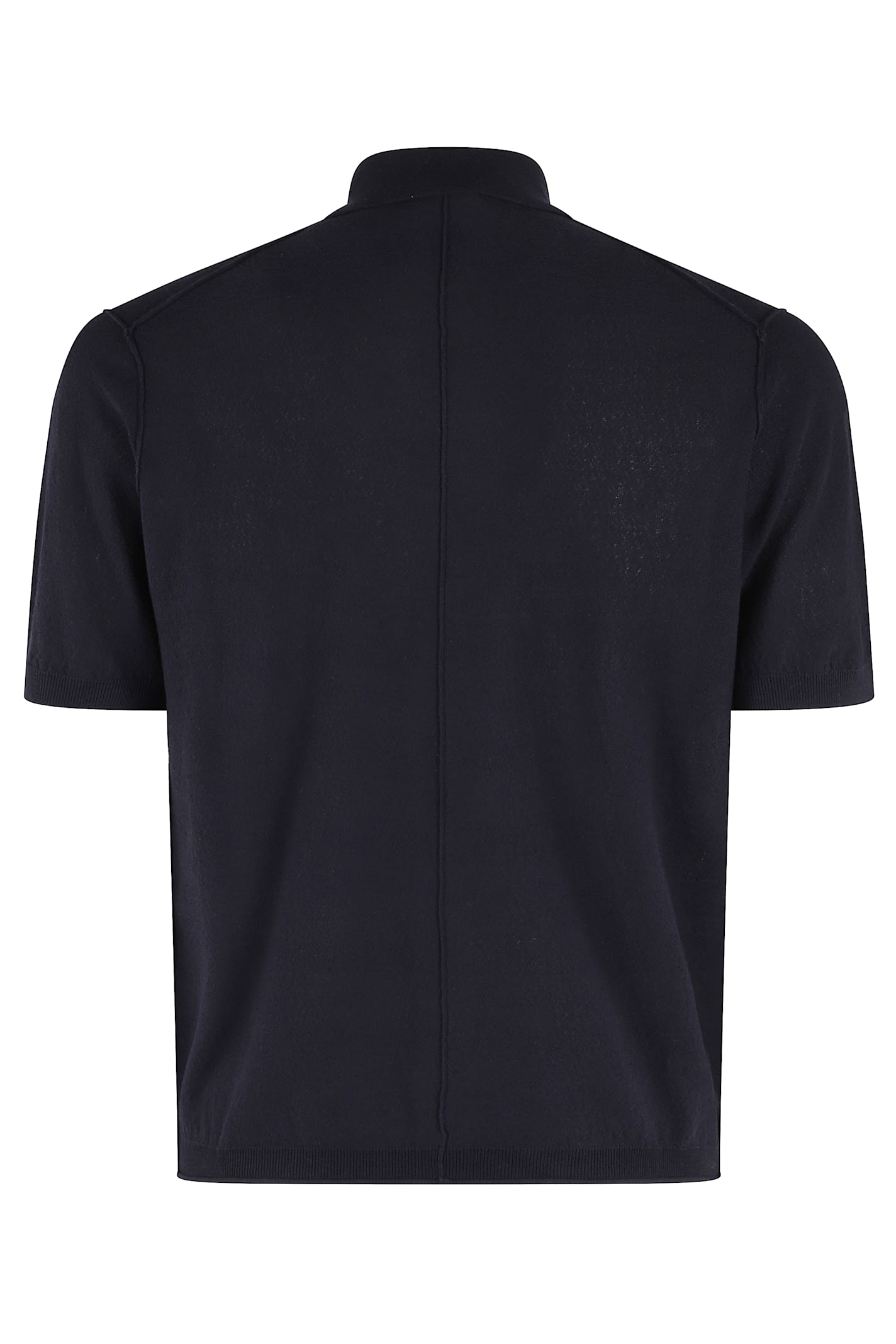 Paolo Pecora Short-sleeved Polo-style Knit Shirt With Textured Pattern In Blu