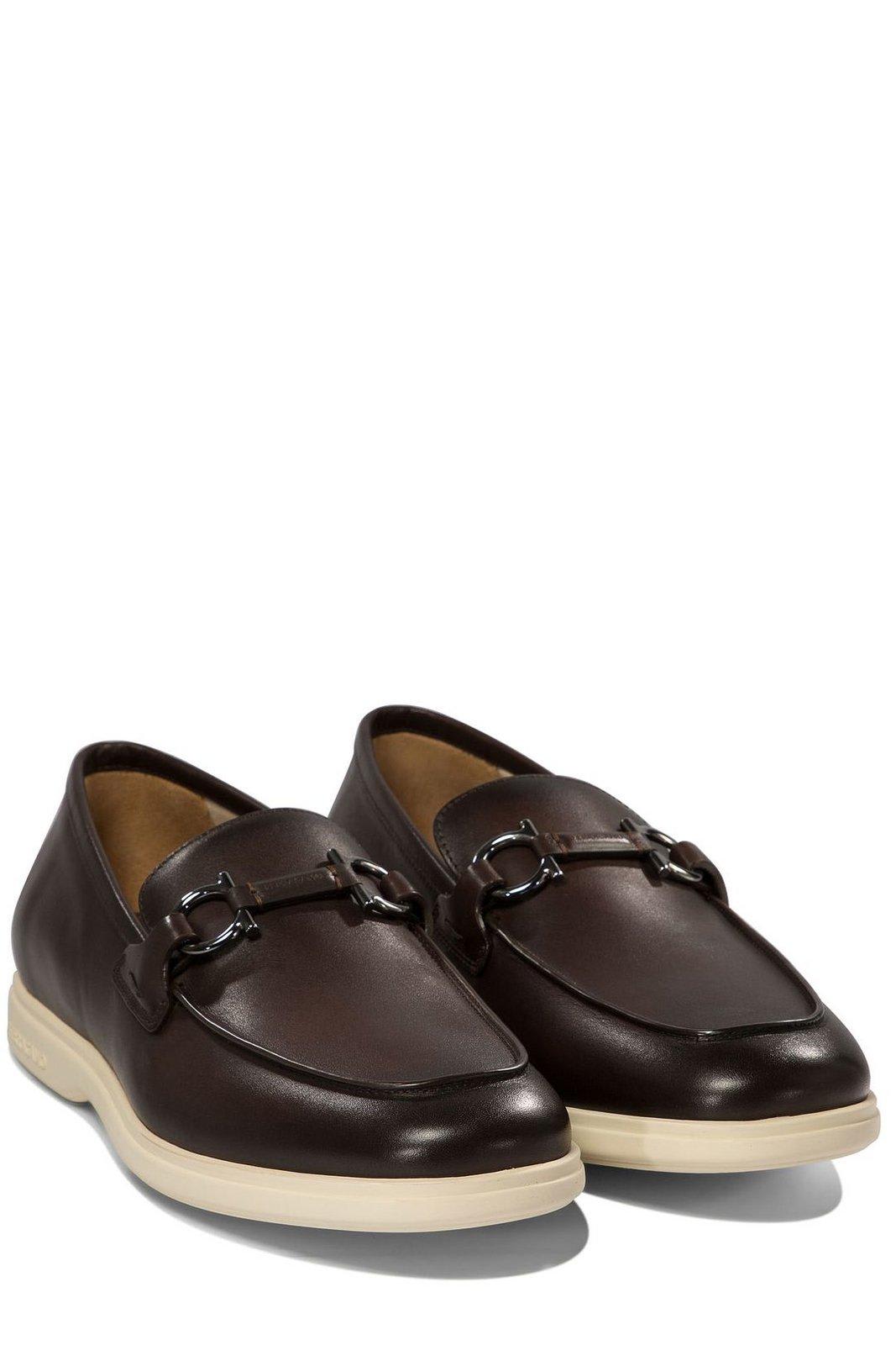 Shop Ferragamo Gancini Slip-on Loafers