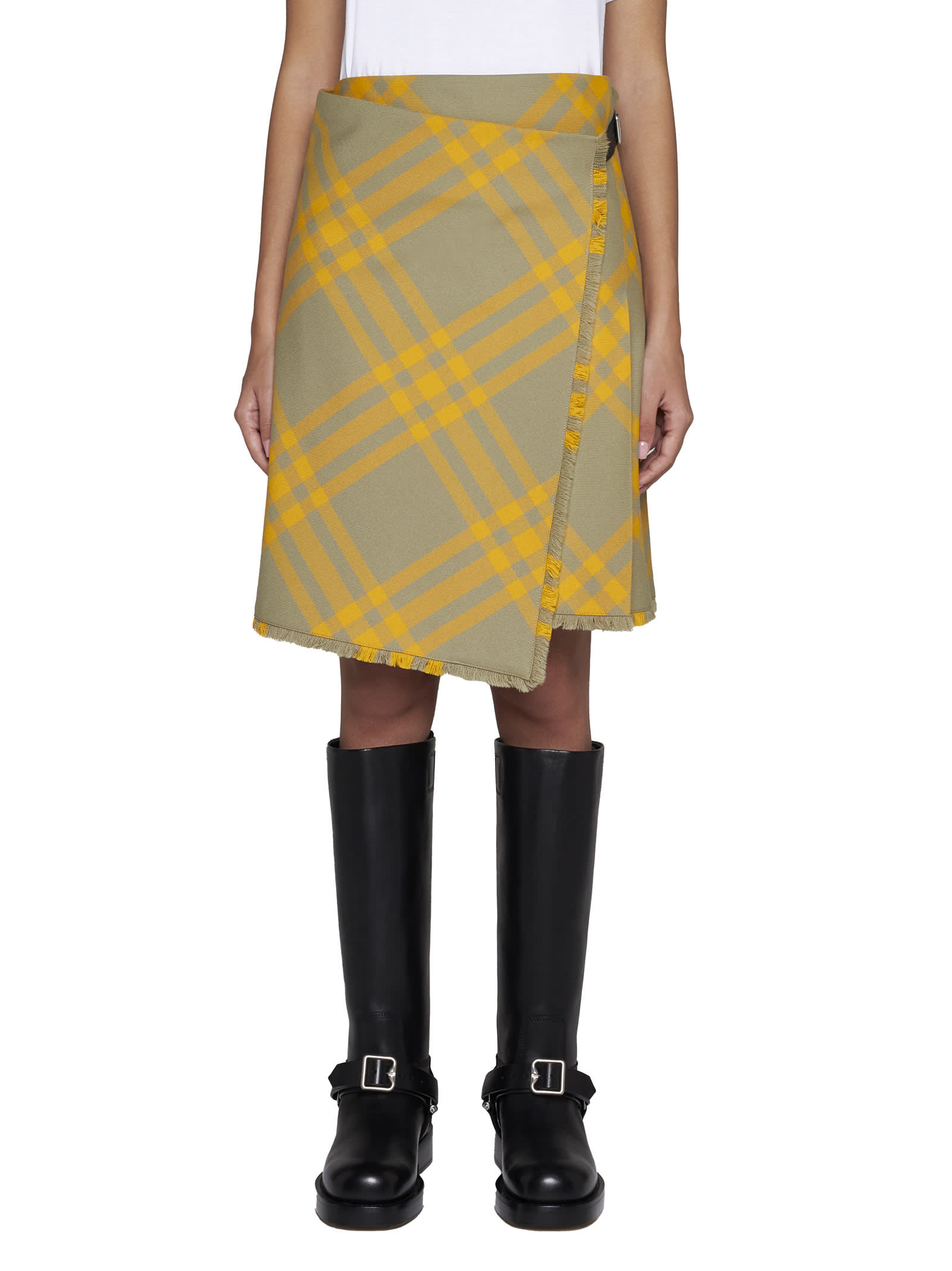 Shop Burberry Skirt In Hunter Ip Check
