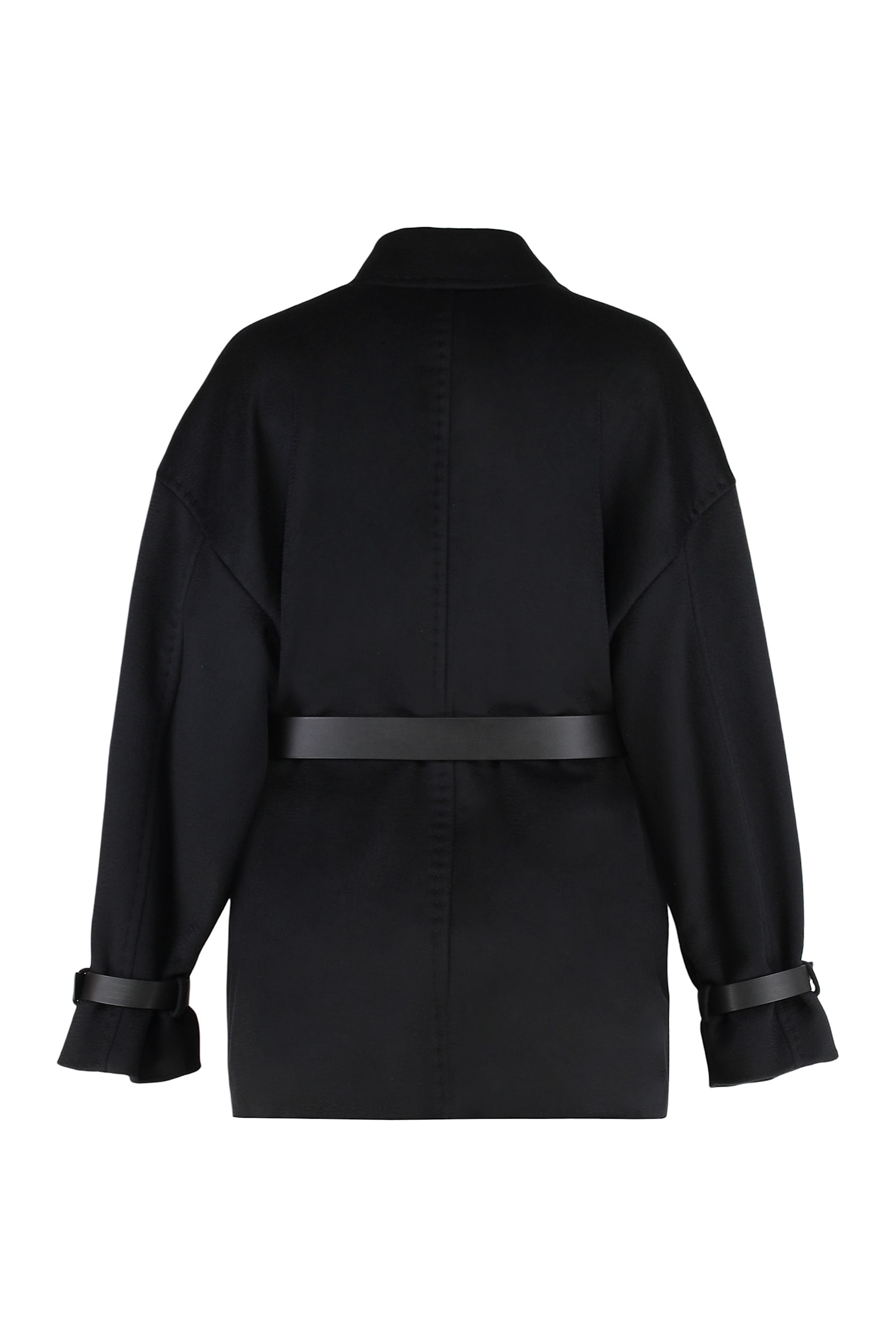 Max Mara Studio Pausa Double-breasted Virgin Wool Coat In Black