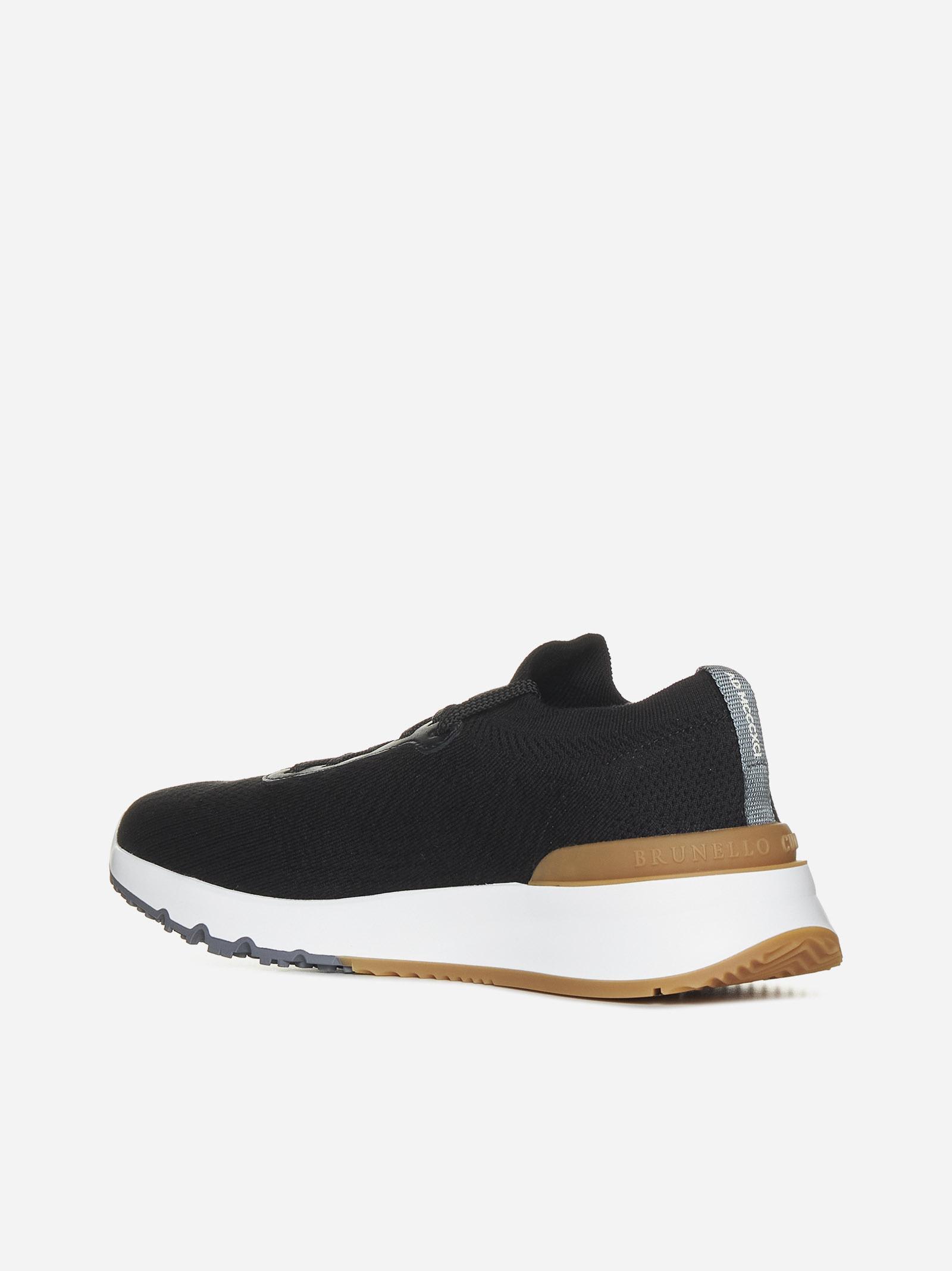 Shop Brunello Cucinelli Knit Sneakers In Black