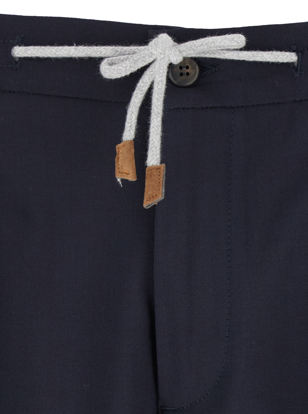 Eleventy Blue Pants With Drawstring Elastic Waist And Logo Patch On The Rear In Wool Stretch Man In Blue