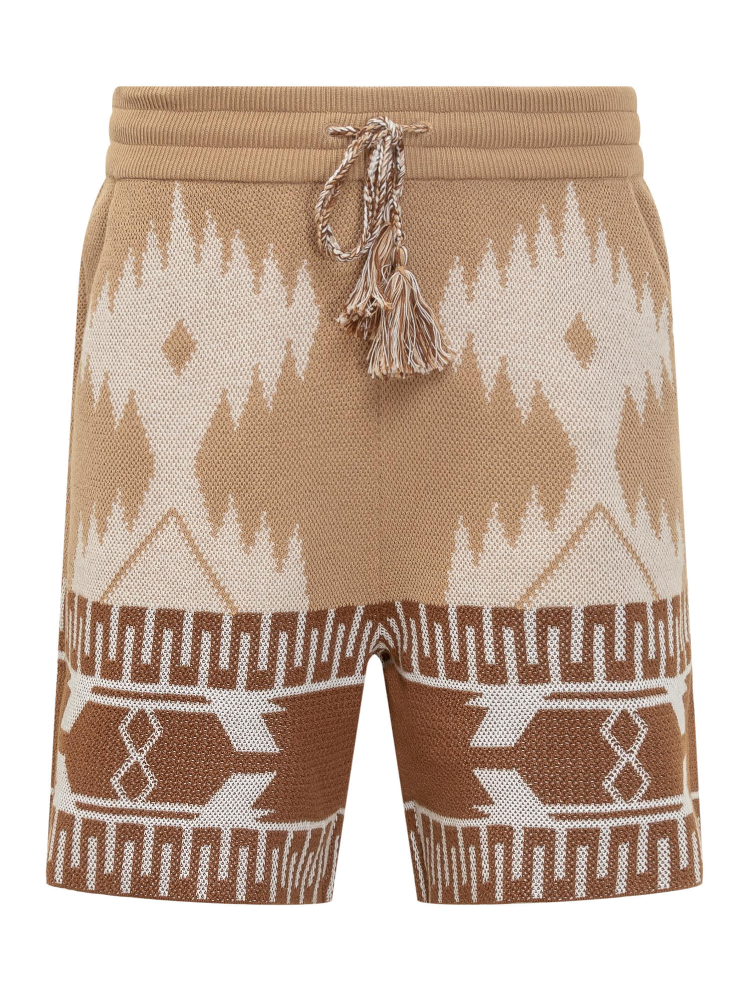 Shop Alanui Bermuda With Icon Piquet Motif In Beige Brown