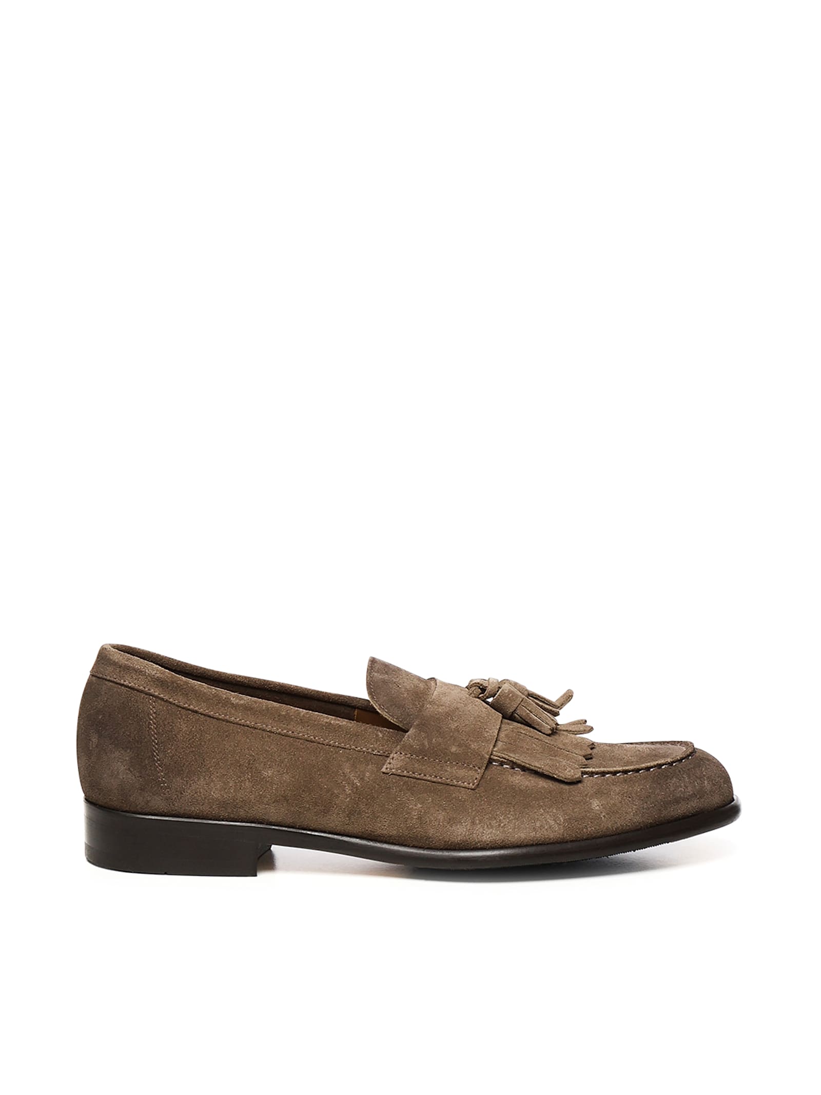 Doucal's Classic Suede Tassel Loafers With Bowl Stitching In Brown