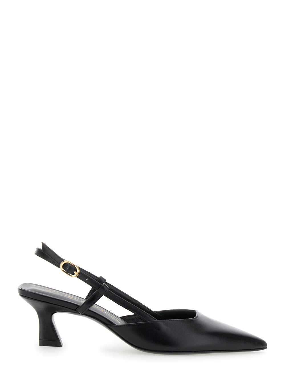 winnie Black Slingback Pumps Wirh Medium Heel In Leather Woman