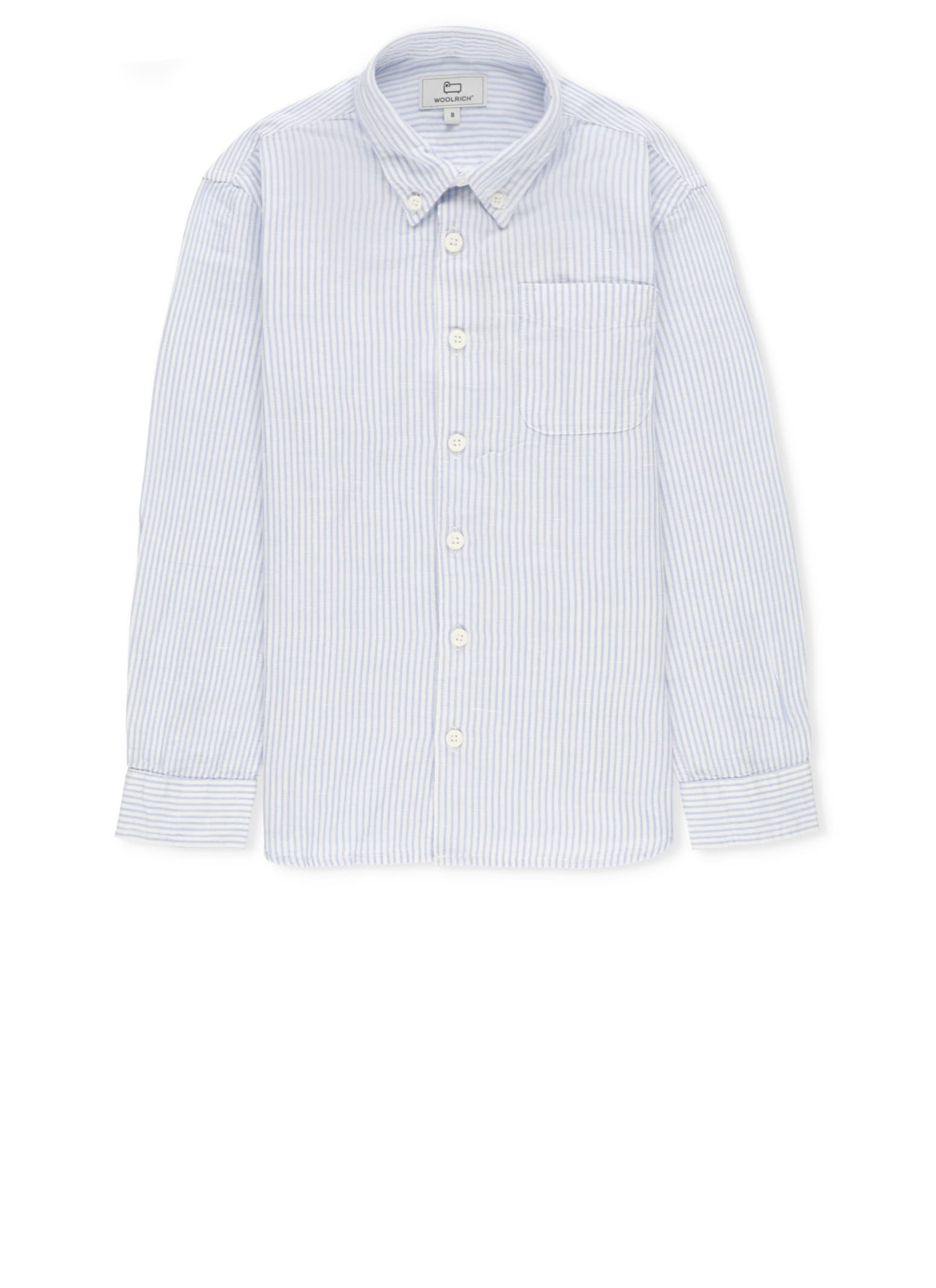 Shop Woolrich Cotton And Linen Shirt In Light Blue