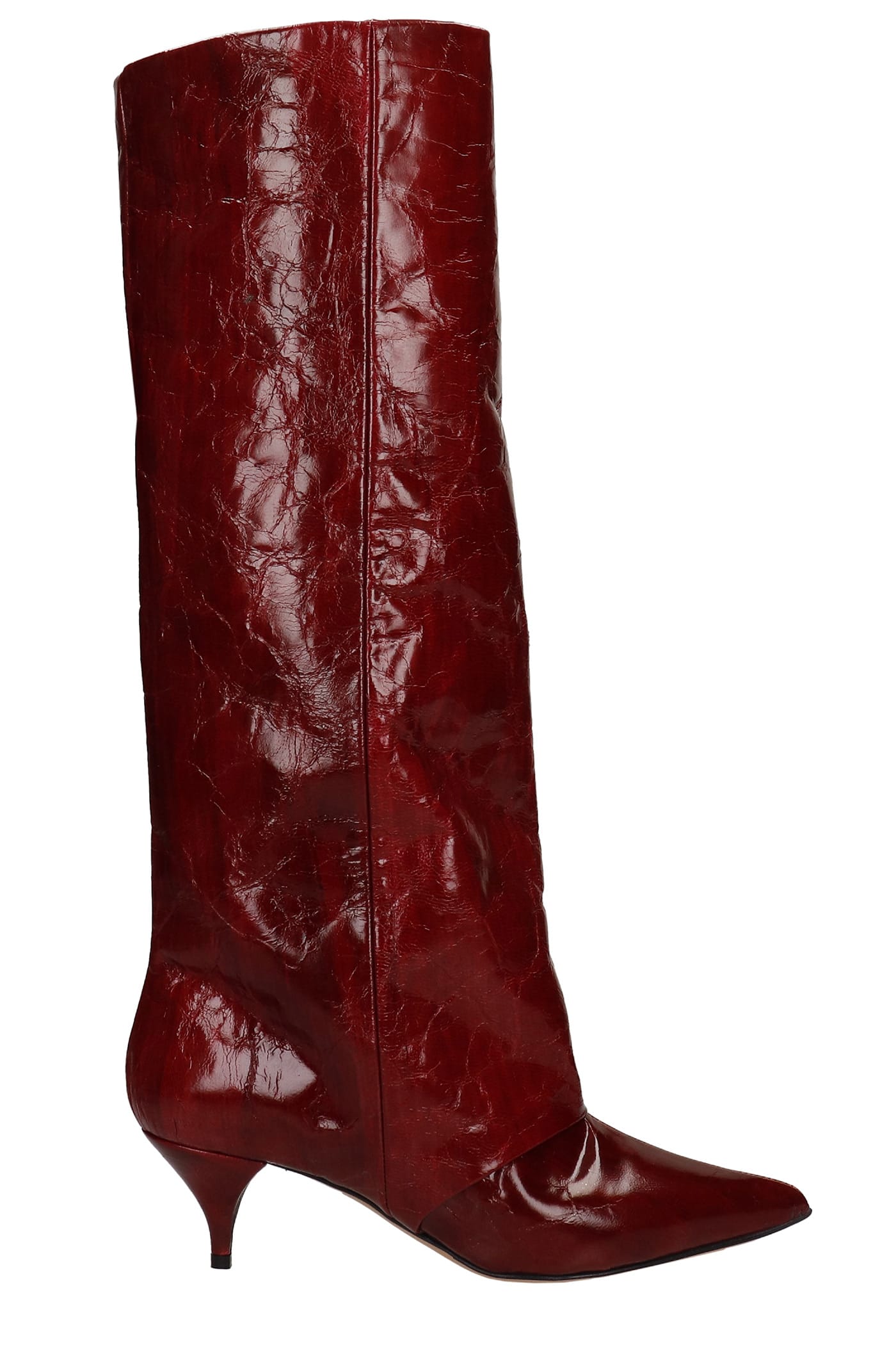 Alchimia Low Heels Boots In Bordeaux Leather