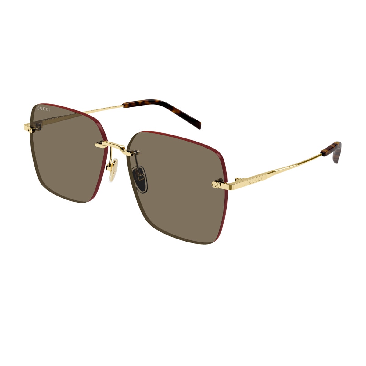 Gucci Gg1955sa Linea Institutional Logo 002 Gold Brown Sunglasses In Green