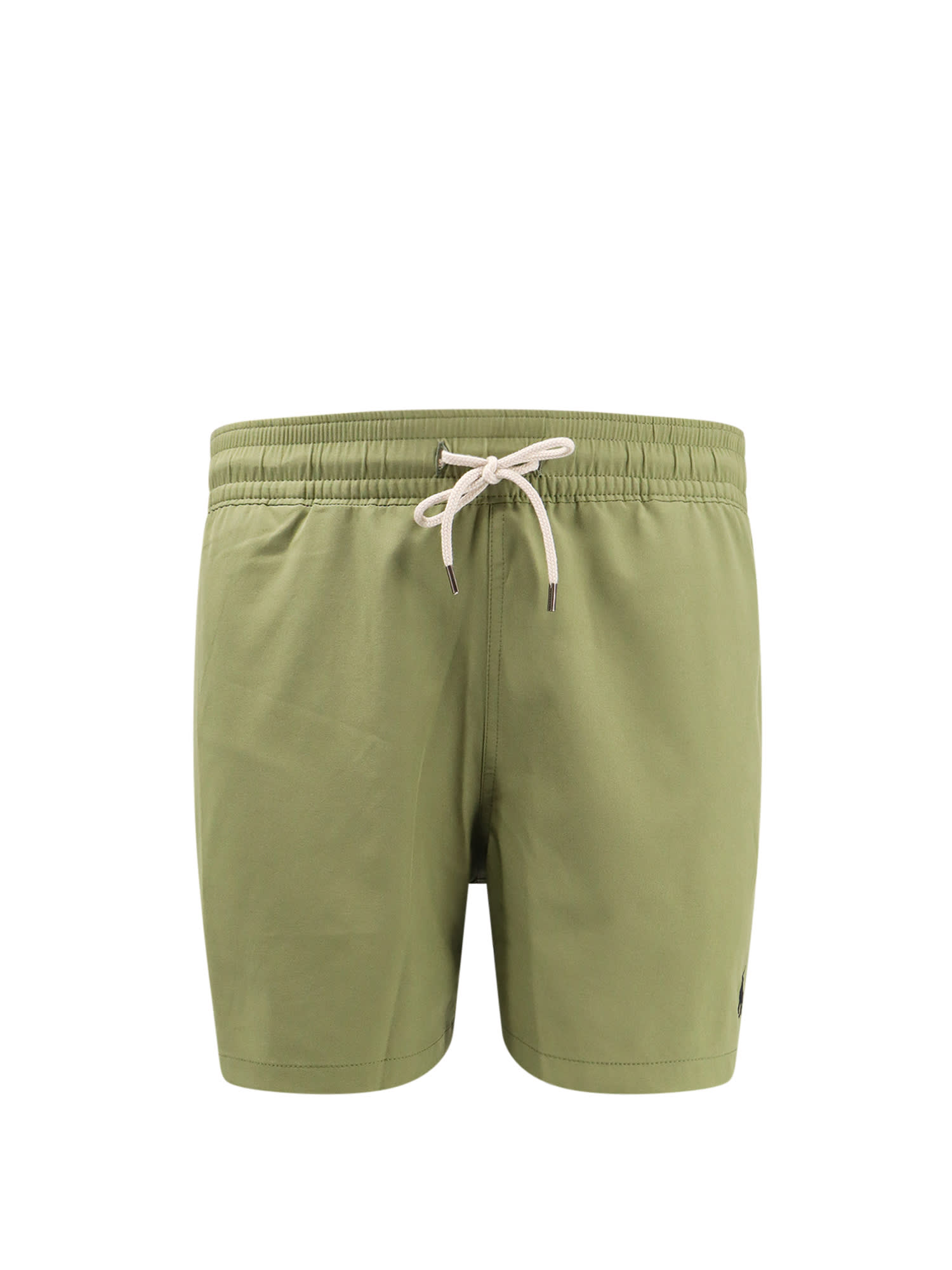 Olive Green Swim Shorts With Embroidered Pony