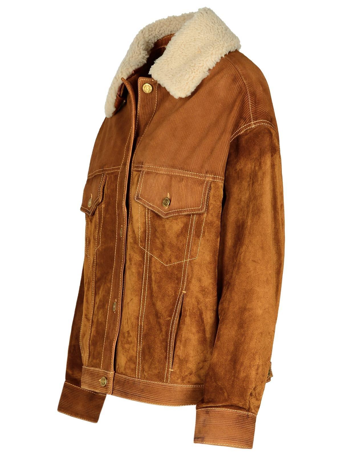 Shop Golden Goose Buttoned Corduroy Jacket In Tobacco Brown