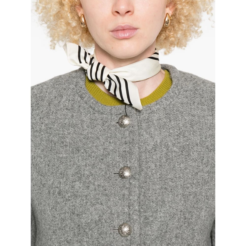 Dunst Grey Crewneck Jacket With Buttons On The Front In Gray