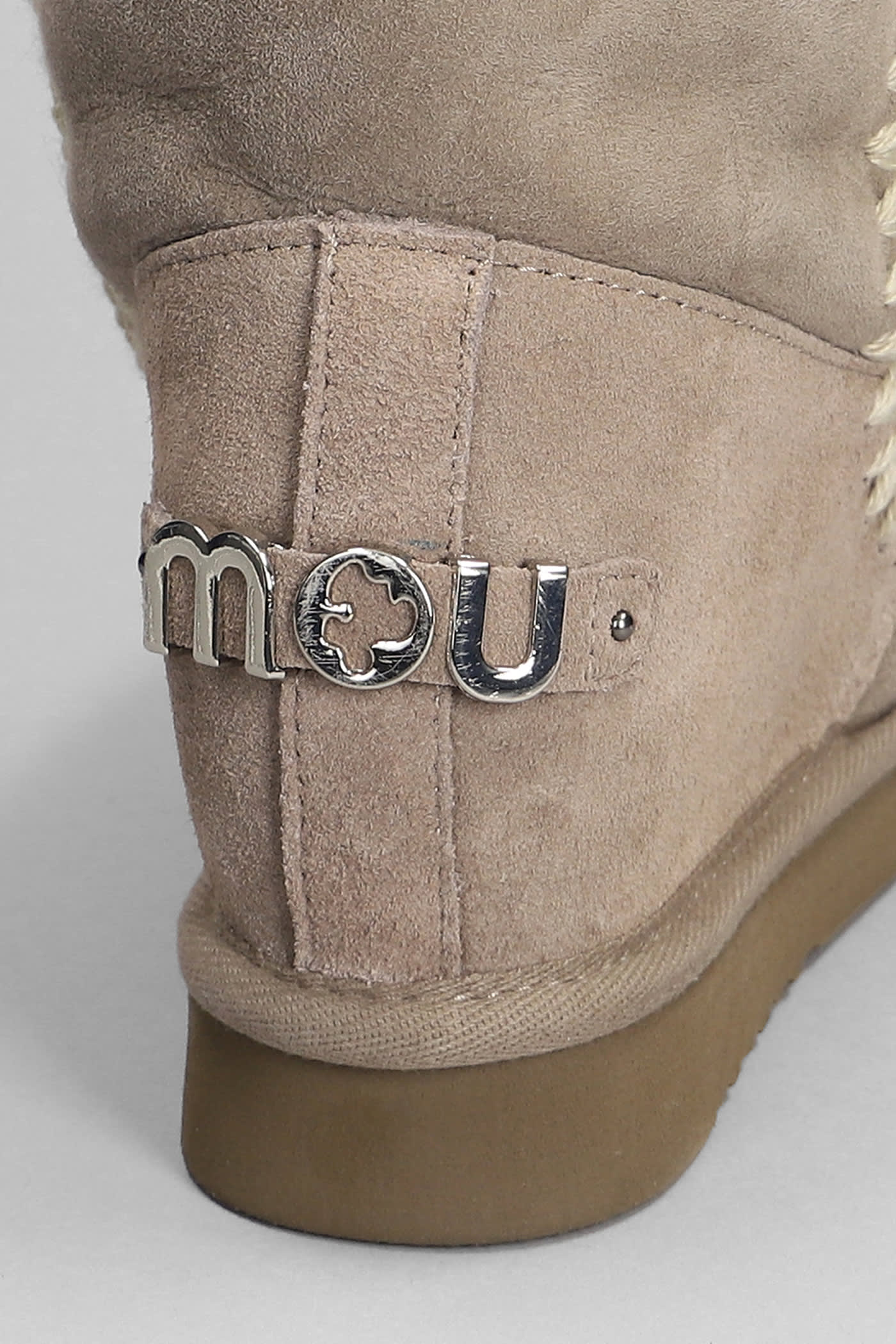 Shop Mou Inner Wedge Ankle Boots Inside Wedge In Grey Suede