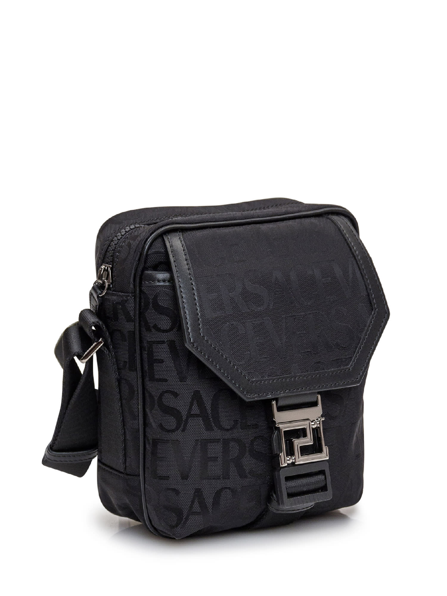 Shop Versace Crossbody Bag With Logo In Black