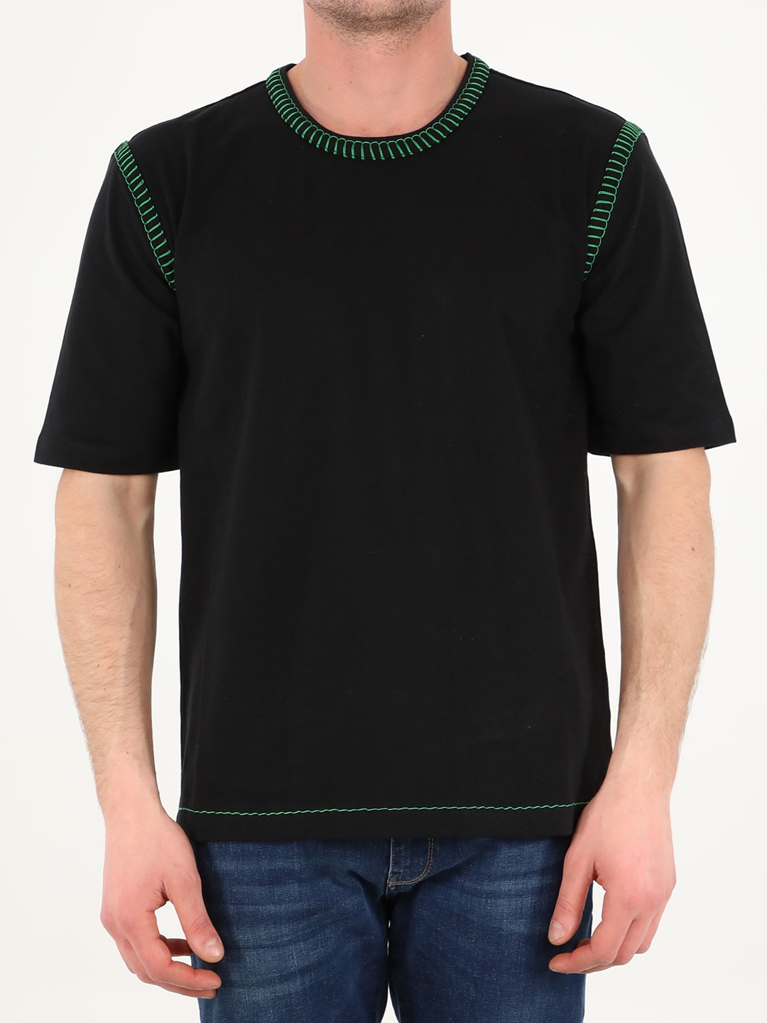 Bottega Veneta Black T-shirt With Contrasting Stitching