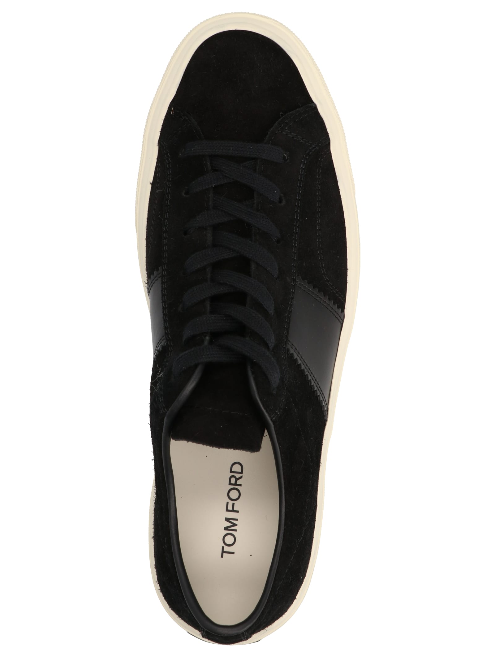 Shop Tom Ford Suede Sneakers In White/black