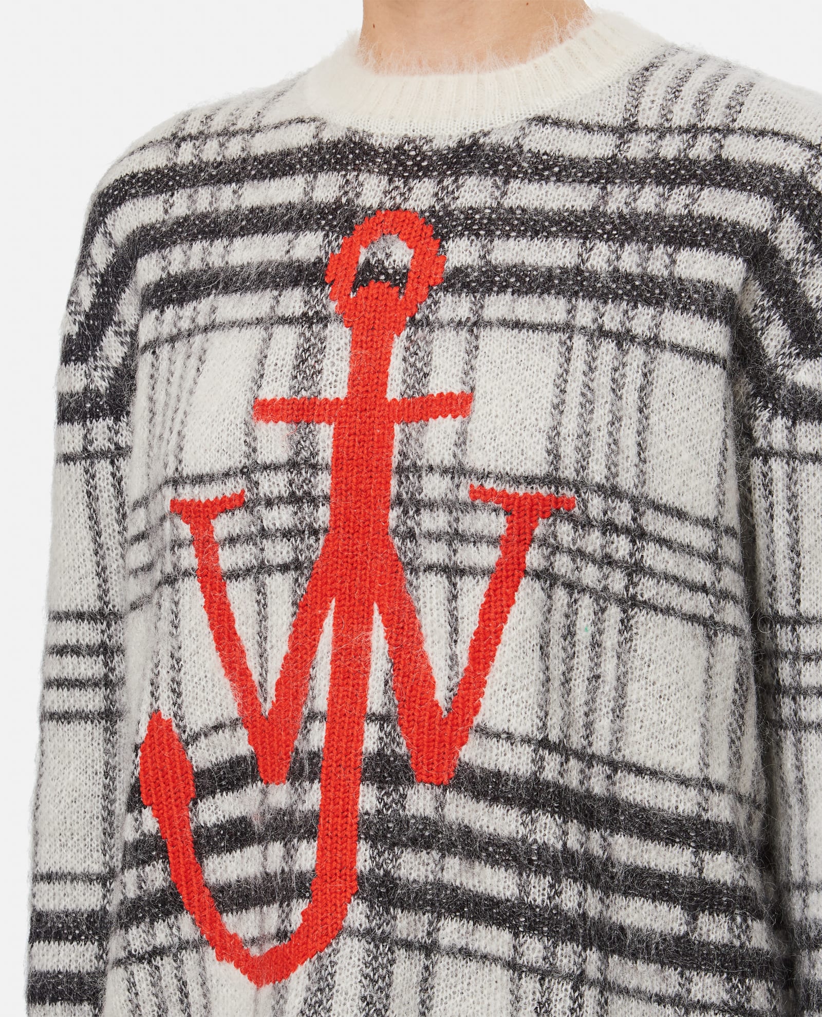 Jw Anderson Anchor Knit Jumper In White/black