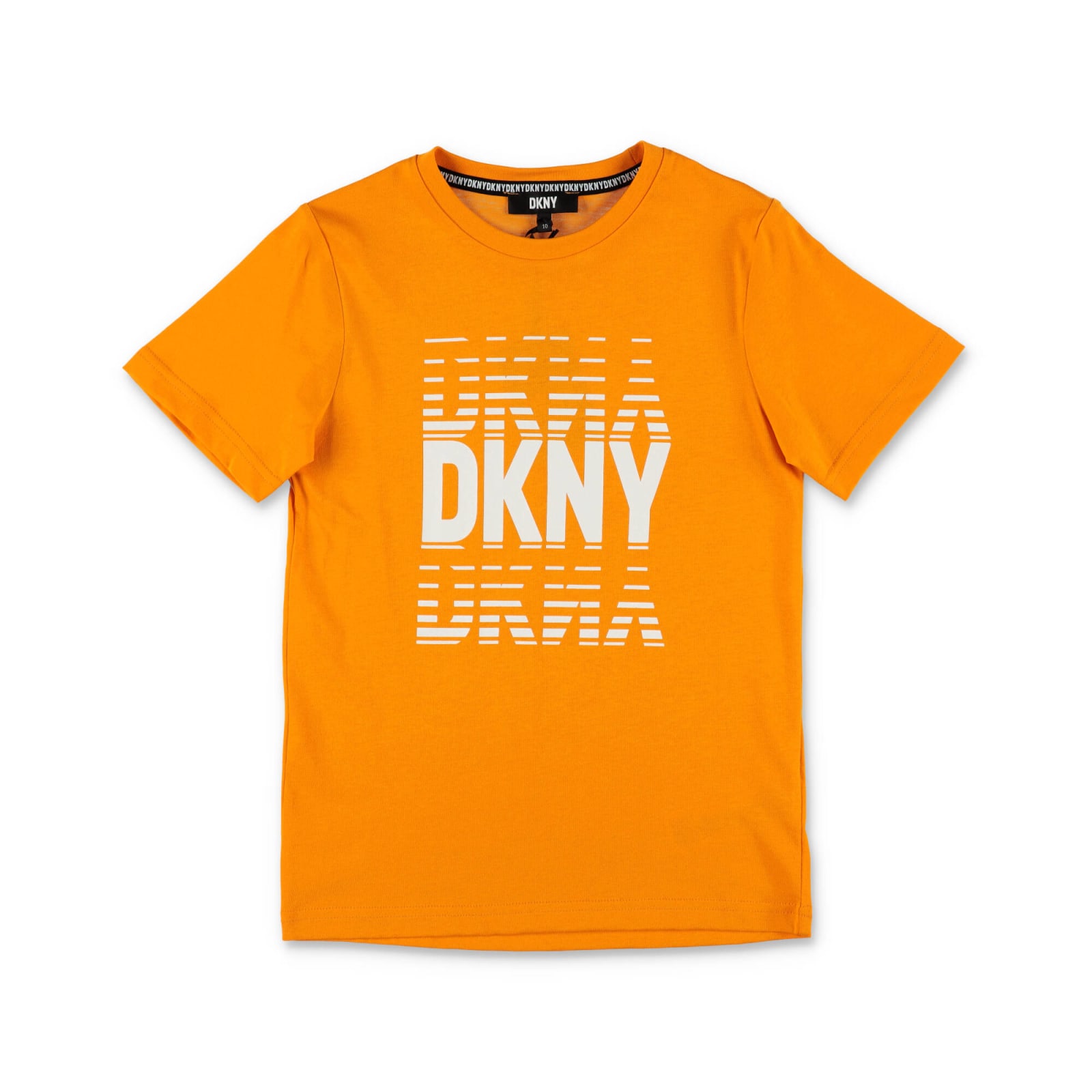 Dkny T-shirt Arancione In Jersey Di Cotone Bambino
