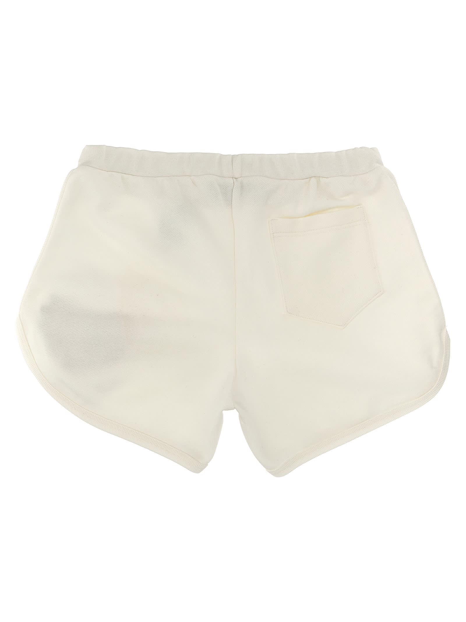 Shop Versace Logo Embroidery Shorts In Bianco
