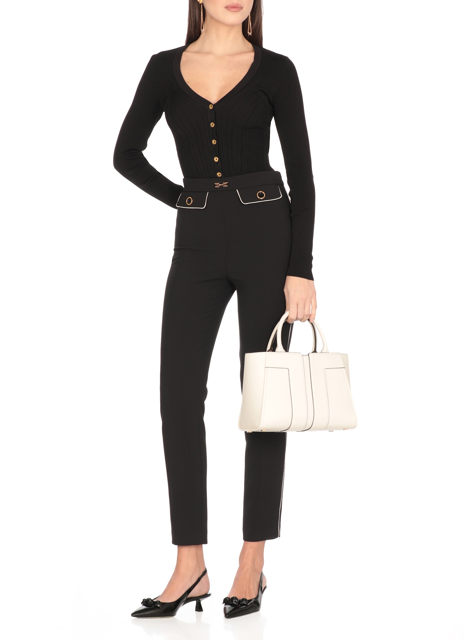 Elisabetta Franchi Viscose Blend Cardigan In Black