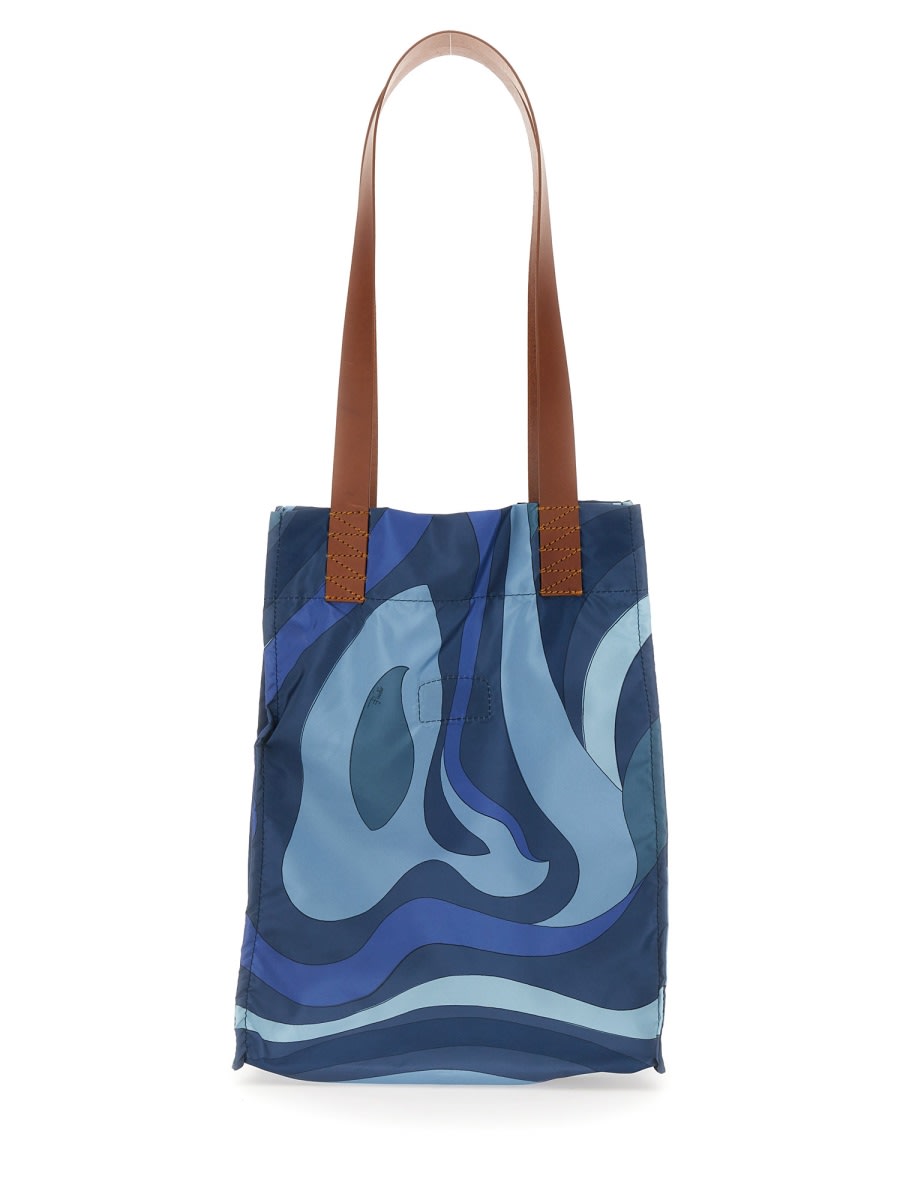 Shop Pucci Patterned Tote Bag In Blue