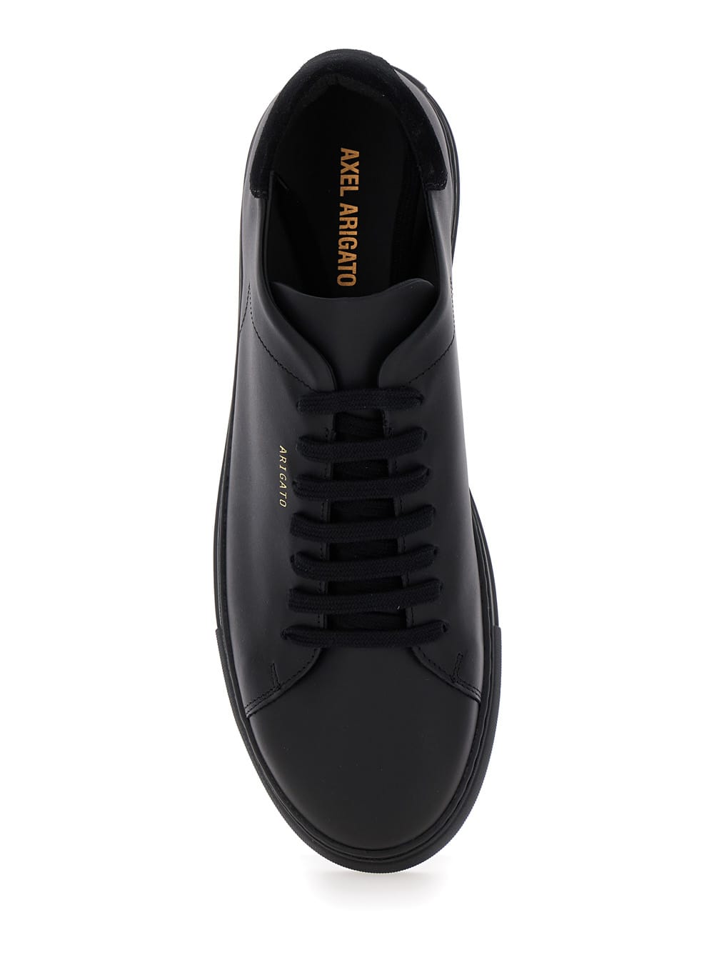 Shop Axel Arigato Clean 90 Black Low Top Sneakers With Laminated Logo In Leather Man