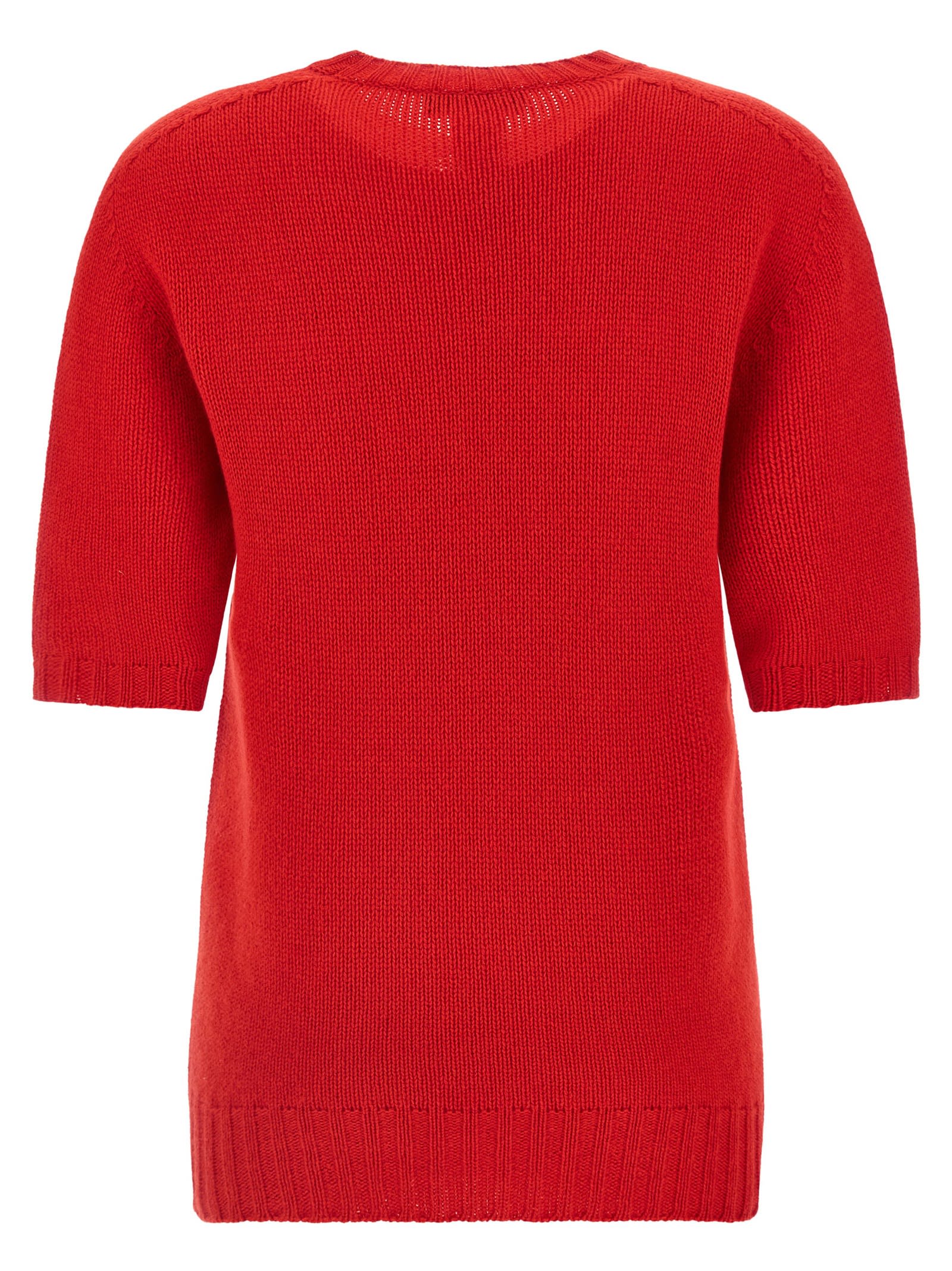 Fabiana Filippi Short-sleeved Cashmere Sweater With Ribbed Trims In Red