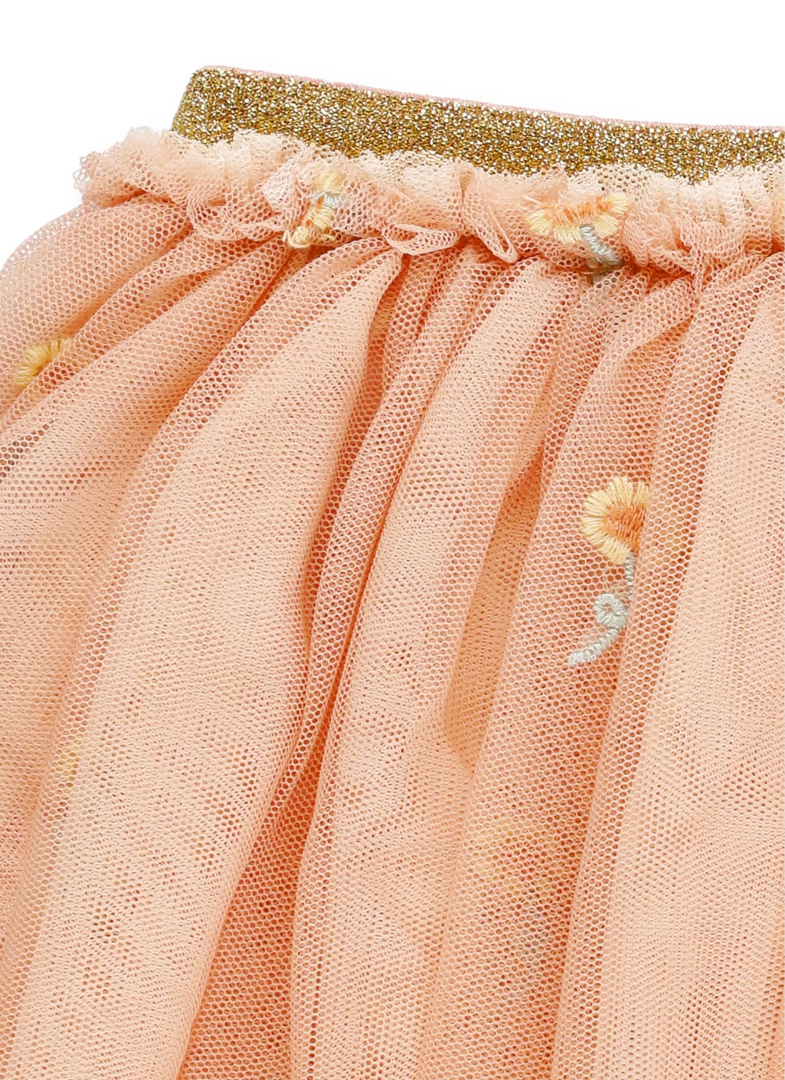 Shop Stella Mccartney Sunflower Embroidery Skirt In Pink