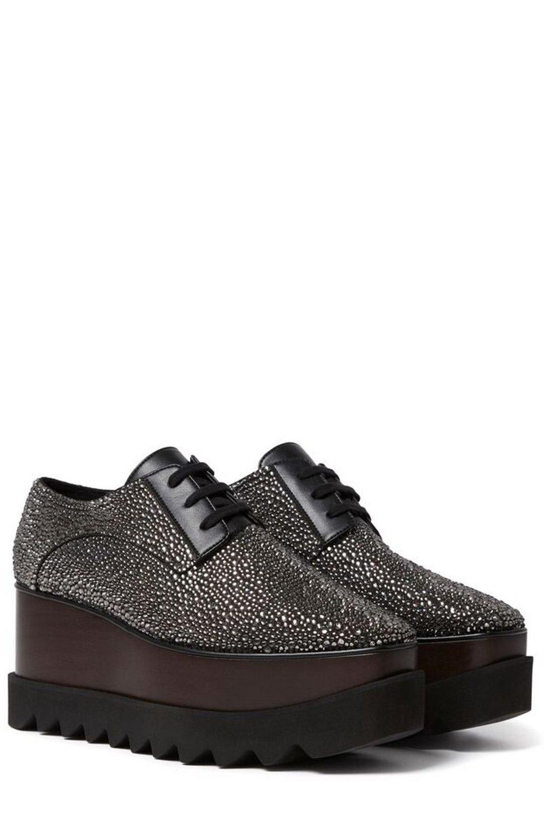 Stella Mccartney Elyse Crystal Platform Shoes In Black