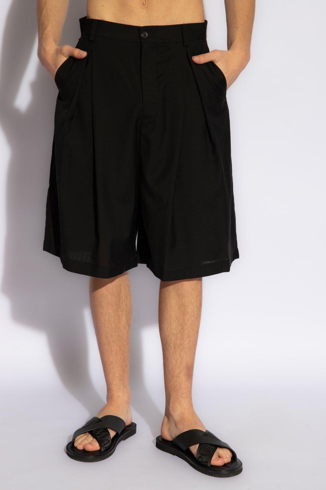 Shop Emporio Armani Wool Shorts In Black