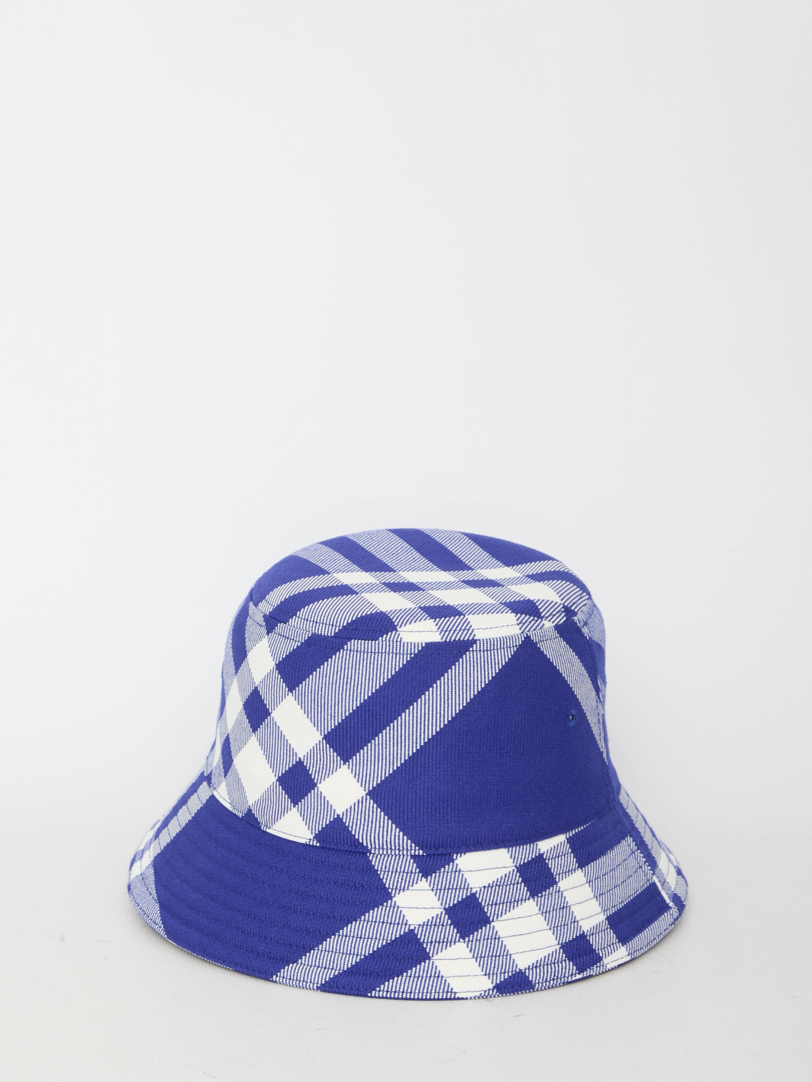 Burberry Check Bucket Hat In Blue