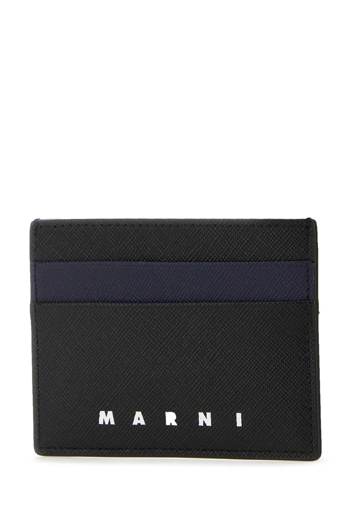 Shop Marni Black Leather Card Holder In Z576n