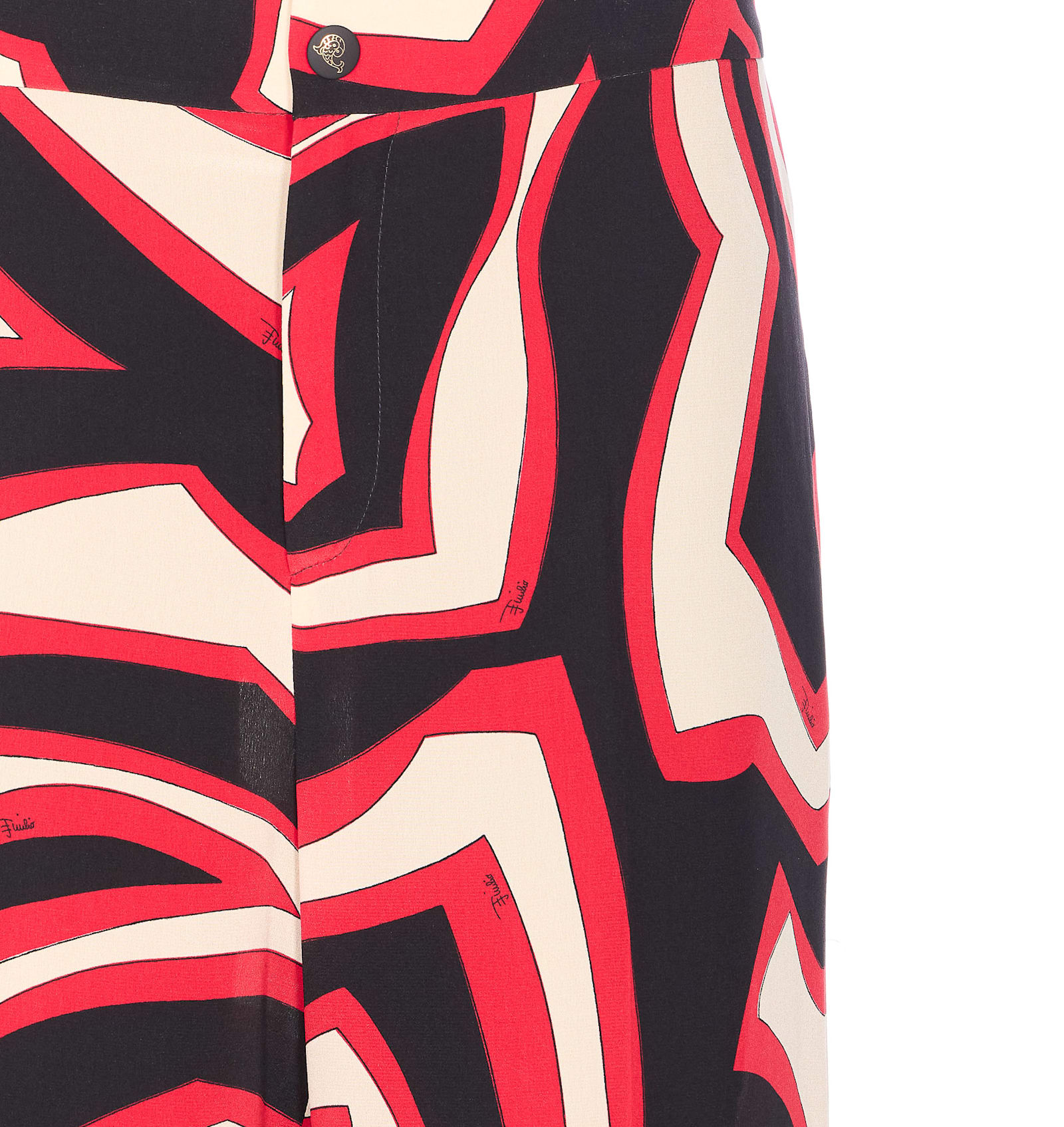 Pucci Multicolor Straight Leg Trousers And Pockets In Red