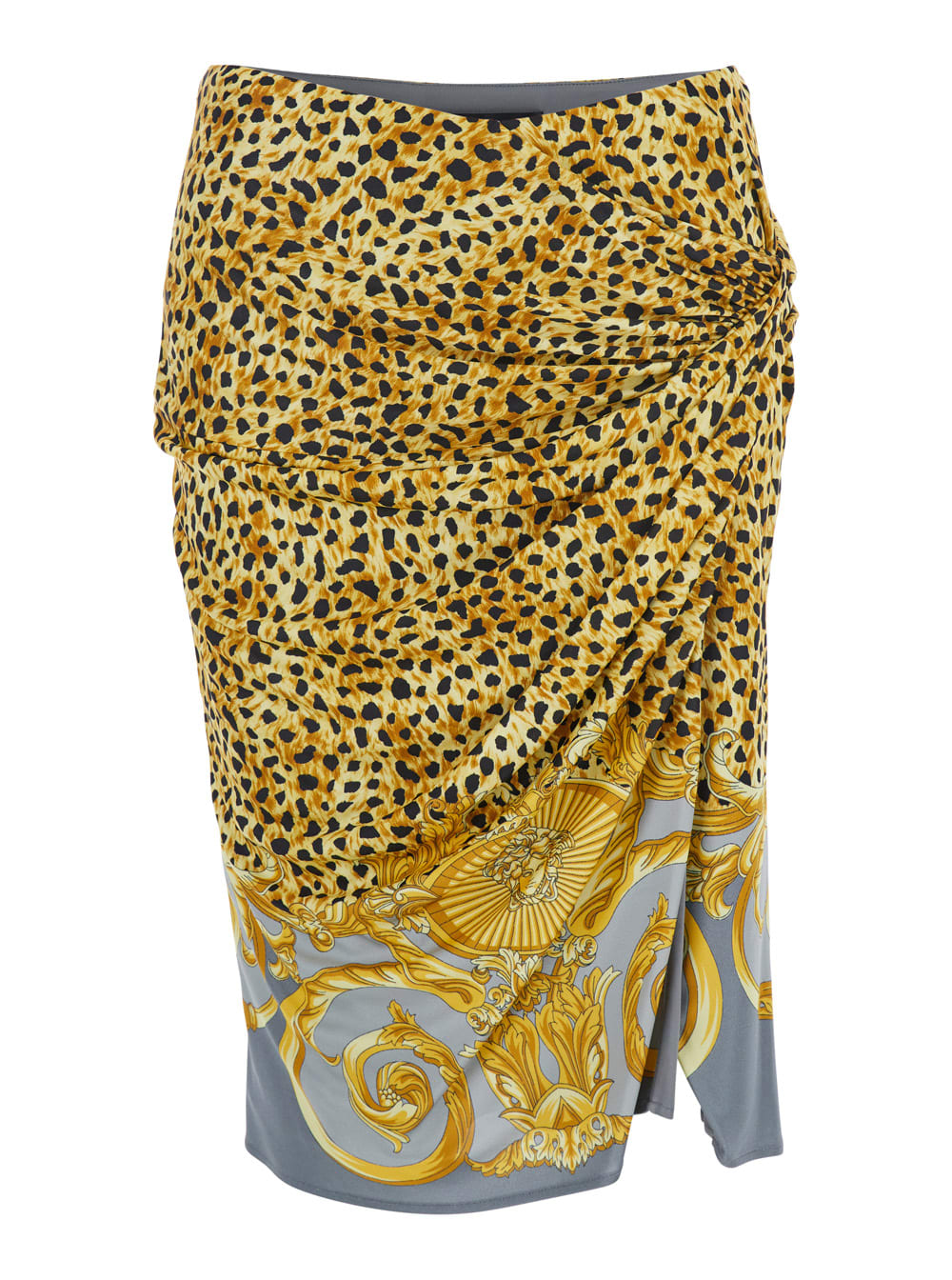 Versace Skirt Cheetah Foulard On Responsible Heavy Viscose Liquid Jersey In Multi