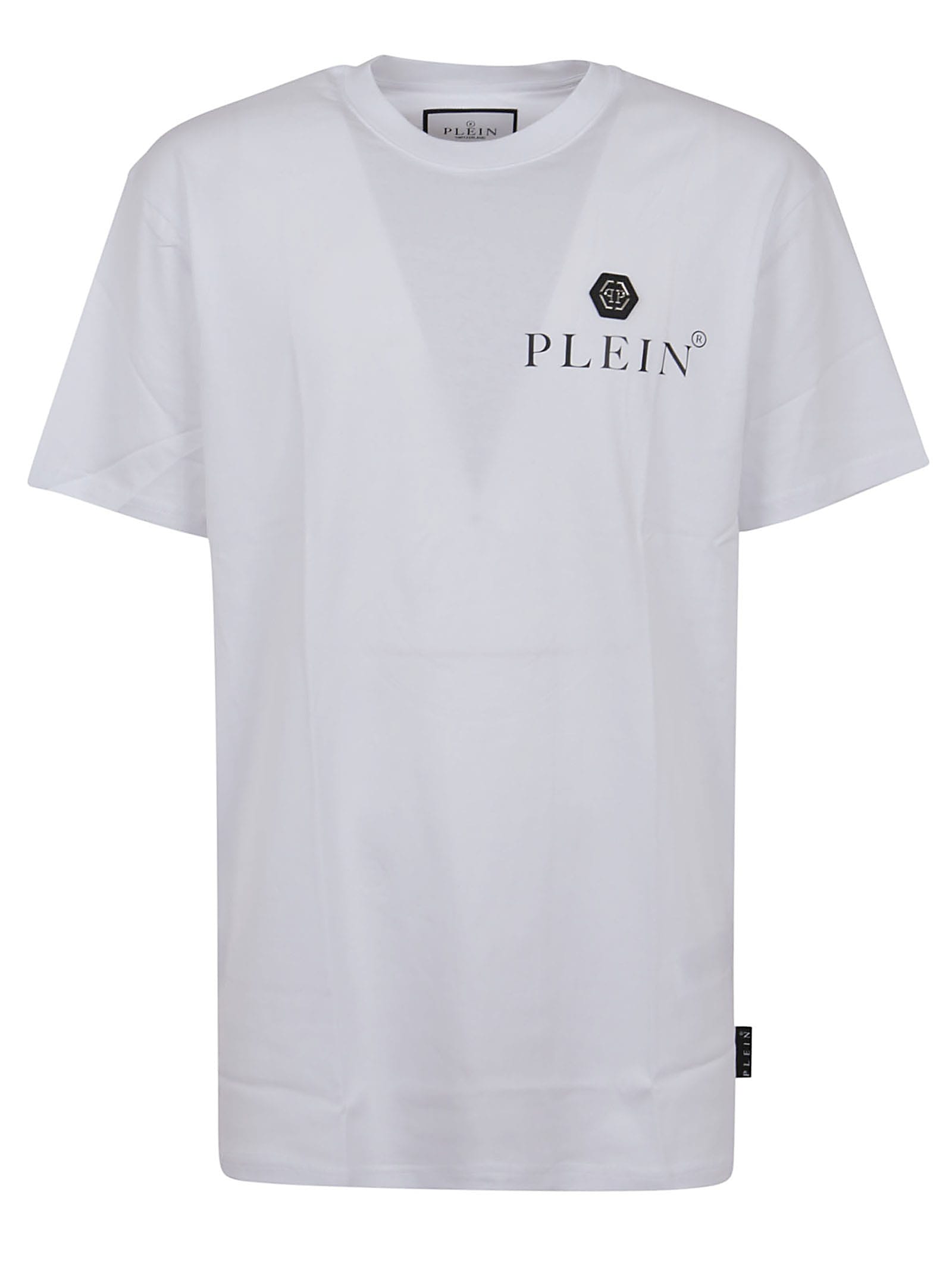 Shop Philipp Plein T-shirt Round Neck Ss Hexagon In White