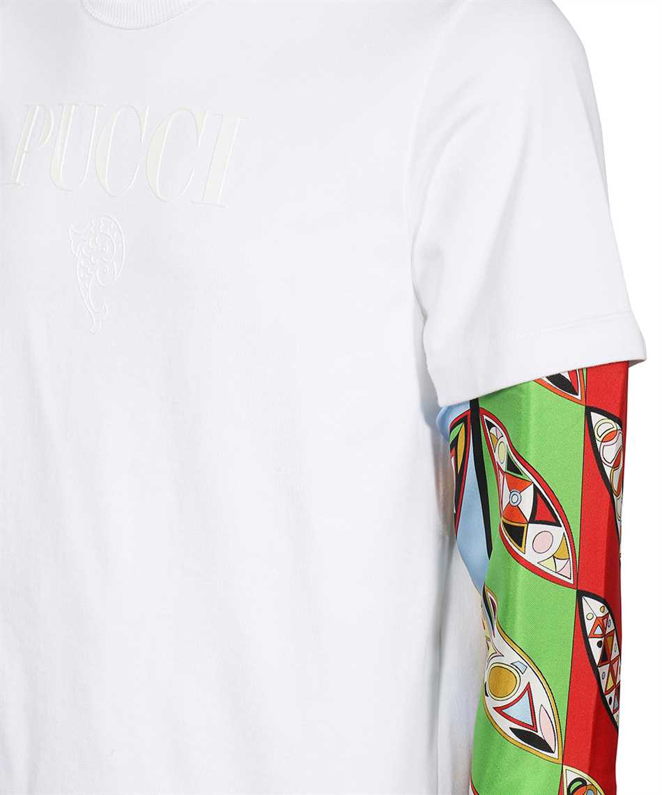 Pucci Printed-sleeve Cotton T-shirt In White