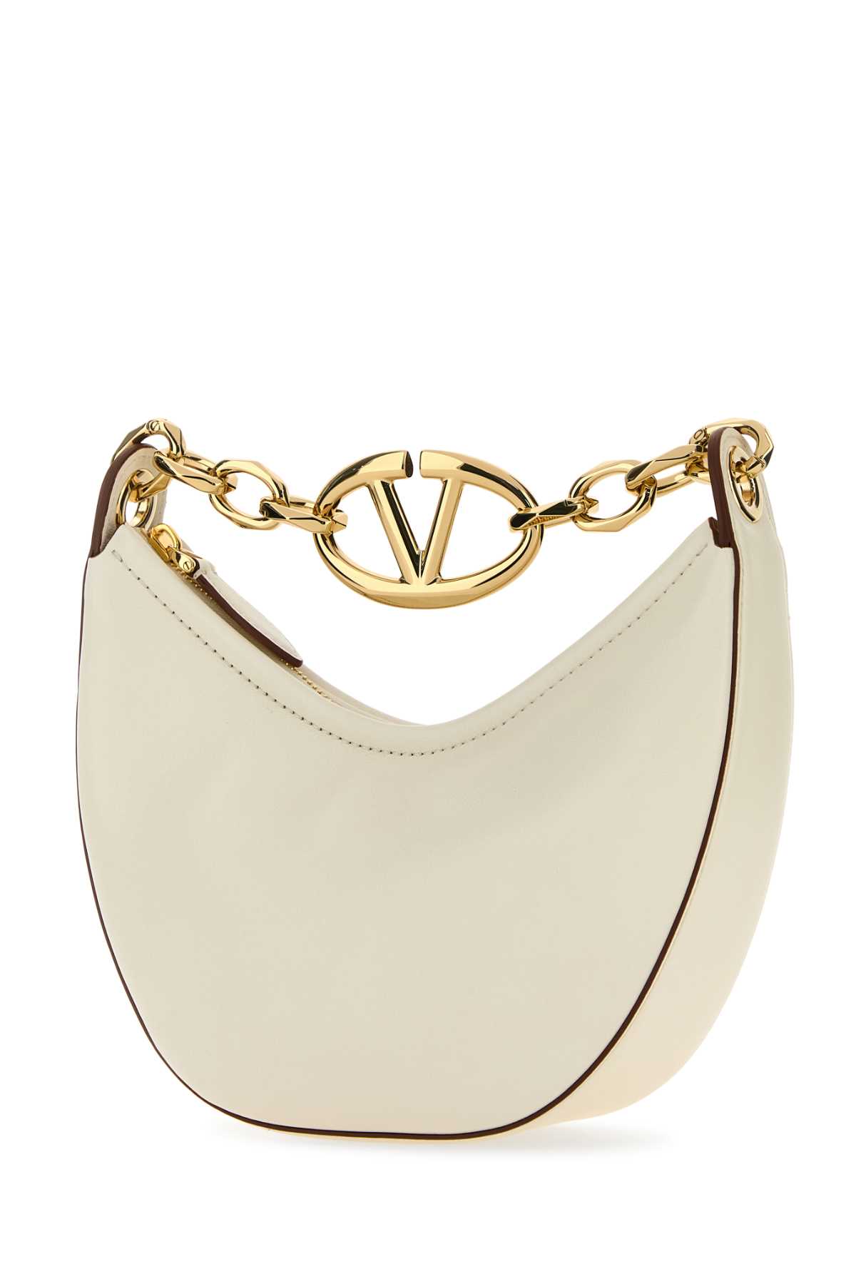 Shop Valentino Ivory Leather Mini Hobo Vlogo Moon Handbag