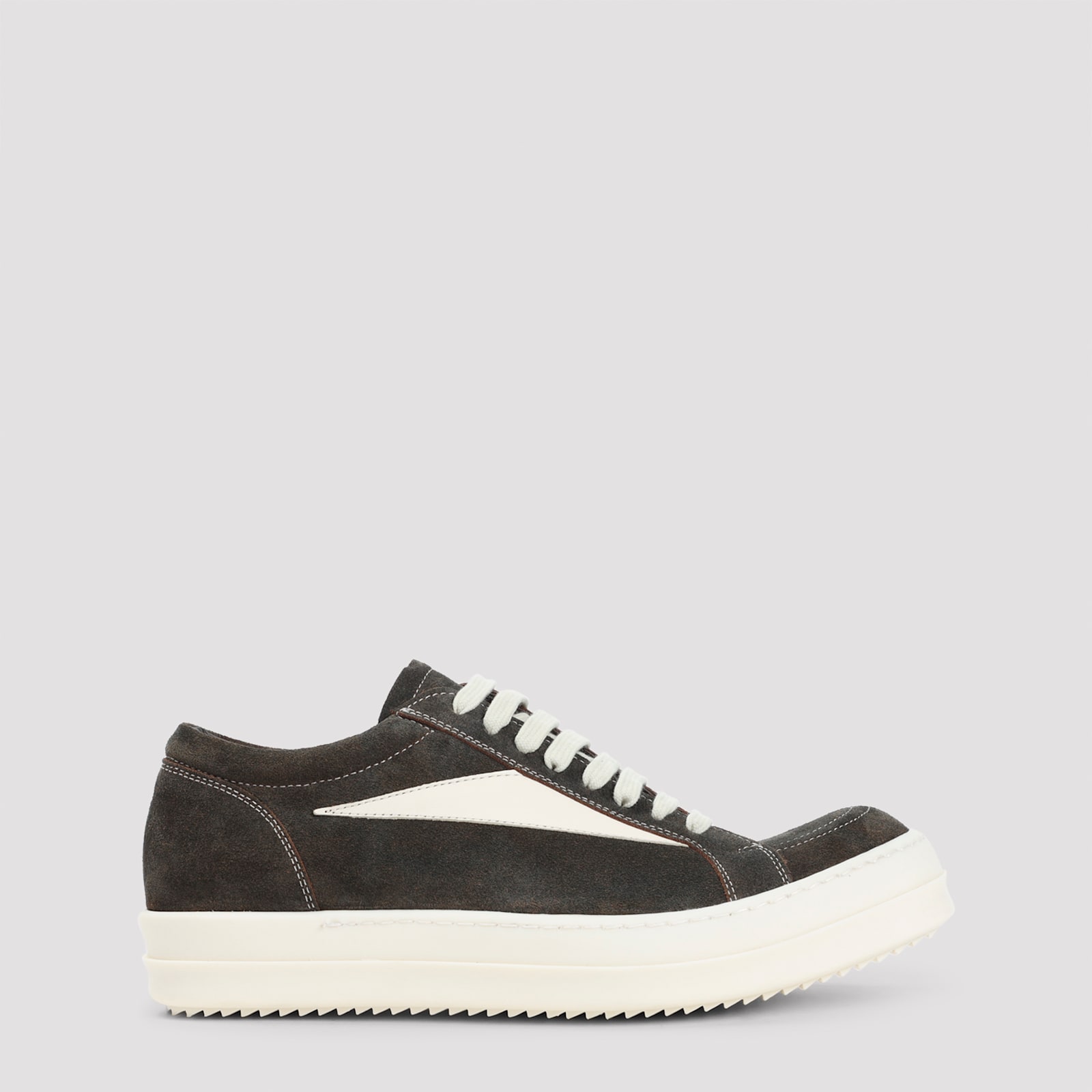 Rick Owens Indigo Blue Suede Leather Vintage Sneakers With Contrasting Details In Black