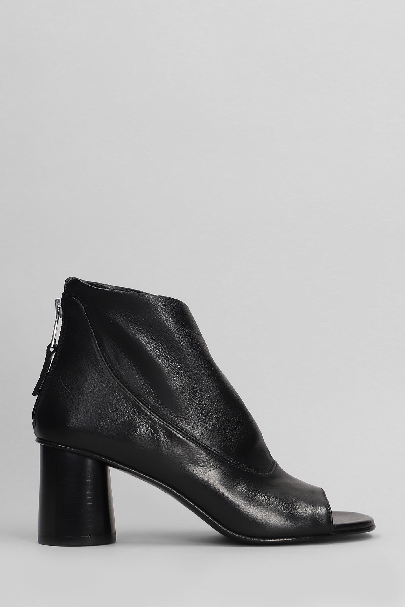 High Heels Ankle Boots In Black Leather