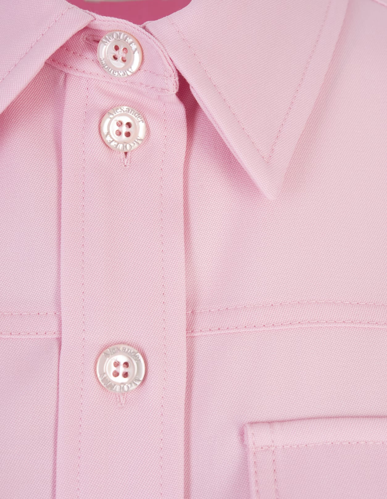 Shop Alexander Mcqueen Shirt With Military Pockets In Light Pink