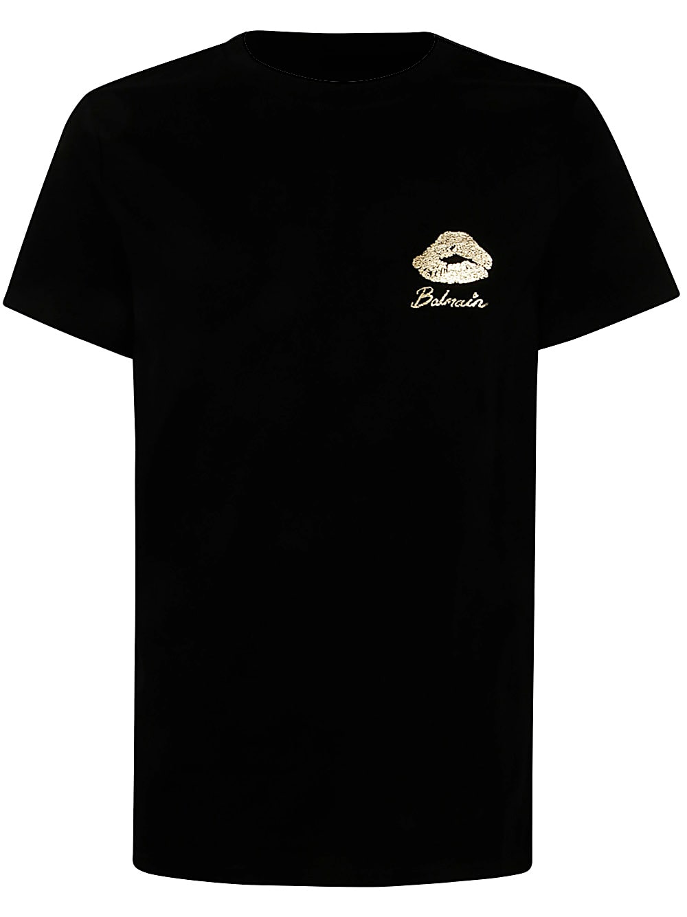 Shop Balmain Gold Kiss Print Logo T.shirt Classic Fit In Ead Black Or