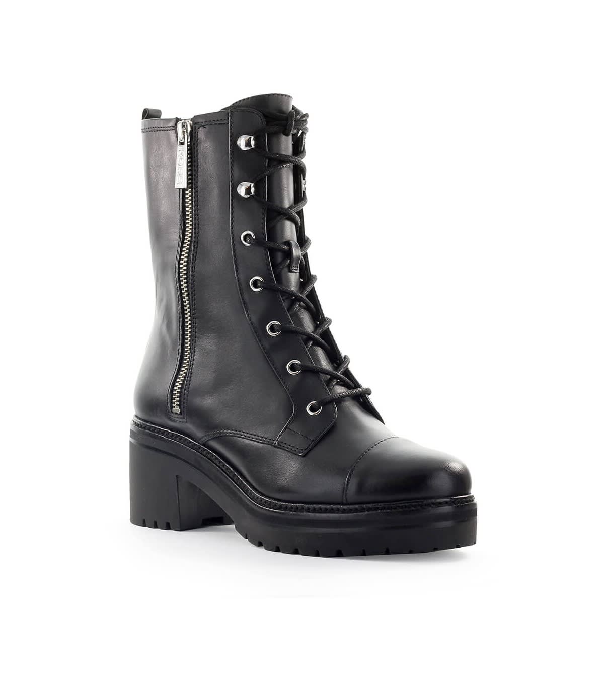 Michael Kors Michael Kors Anaka Black Leather Combat Boot - Black ...