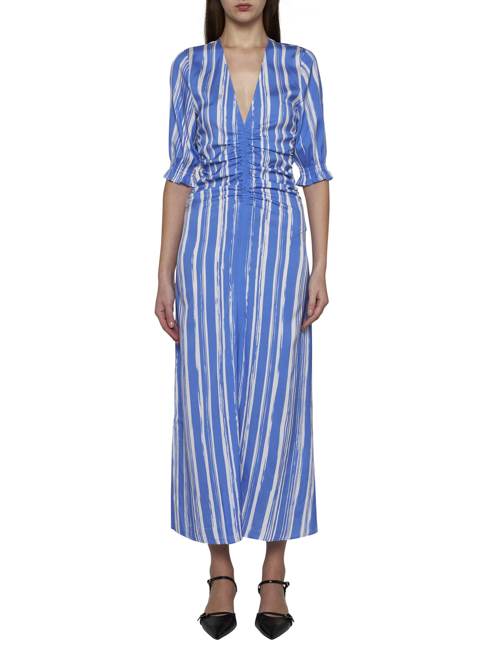 Shop Baum Und Pferdgarten Dress In Blue Painted Stripe